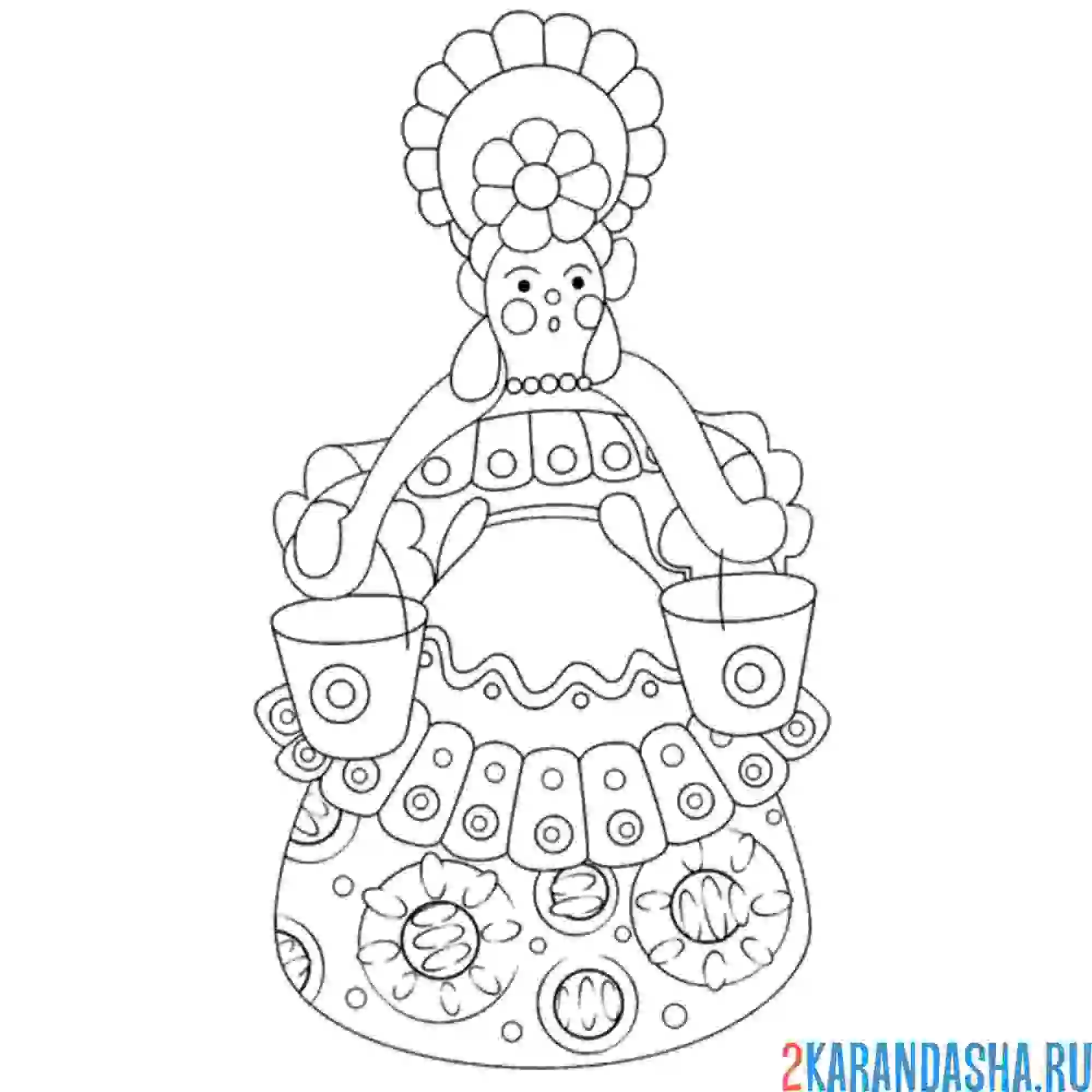 Раскраска игрушка с коромыслом россия