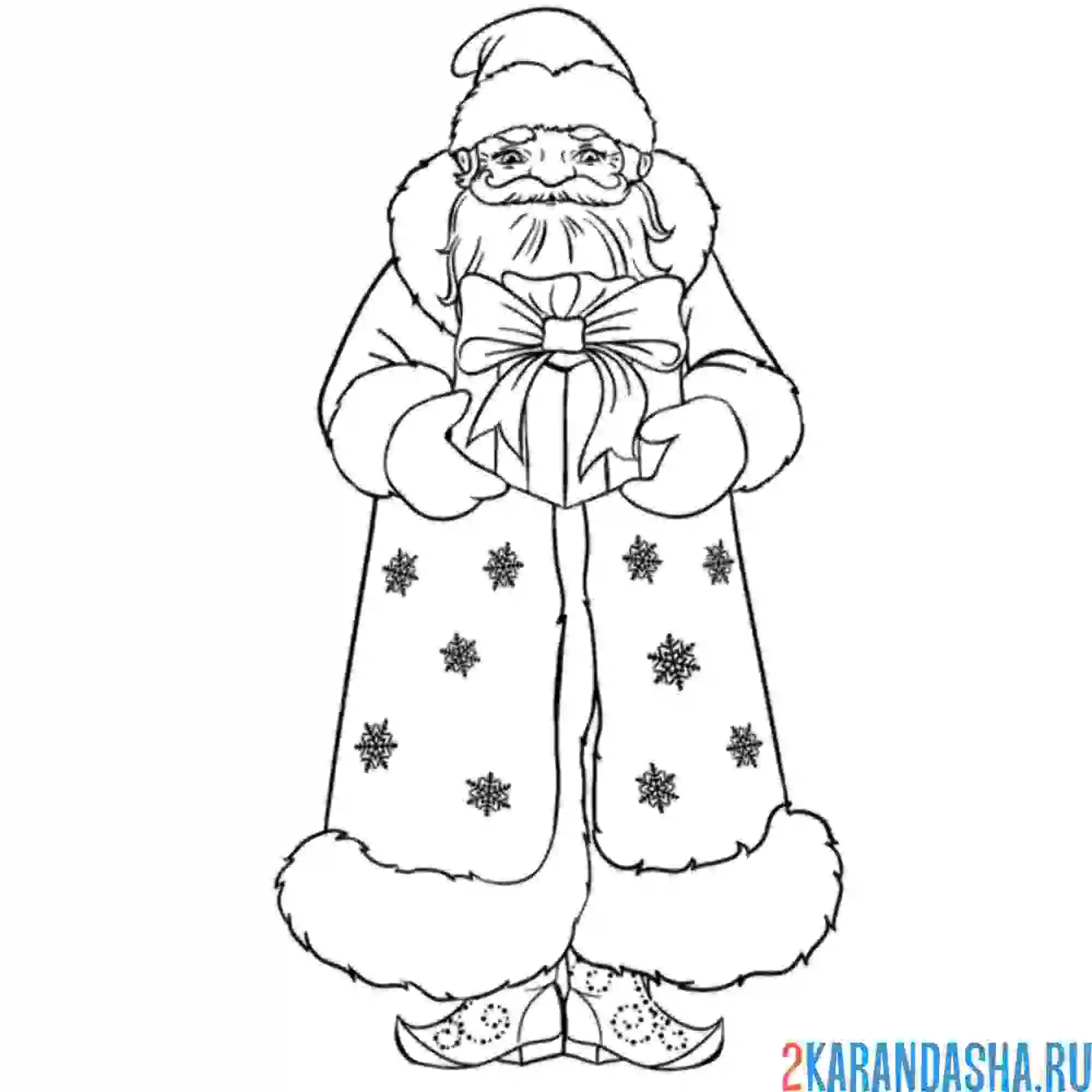Раскраска русский дед мороз