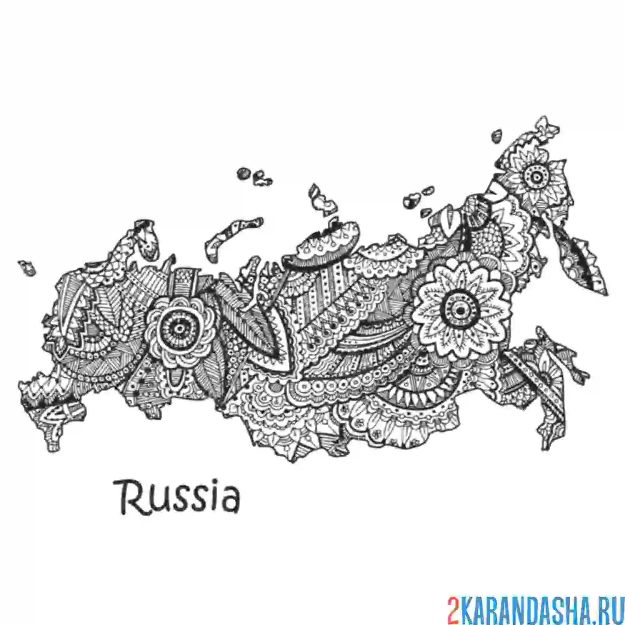 Раскраска карта россии антистресс