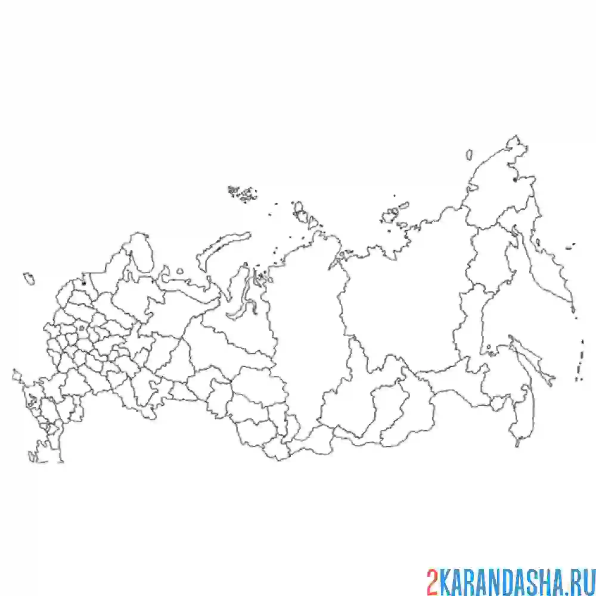 Раскраска контурная карта россии