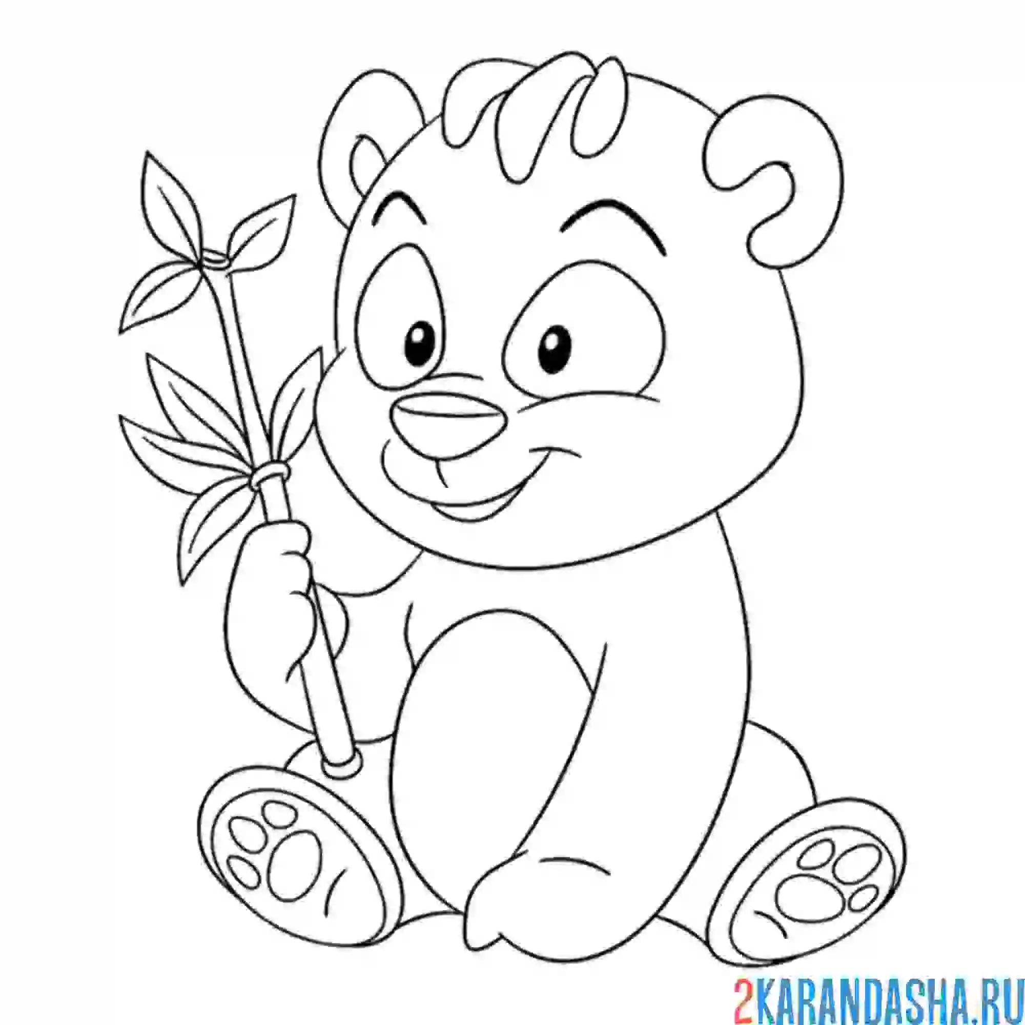 Раскраска панда и бамбук