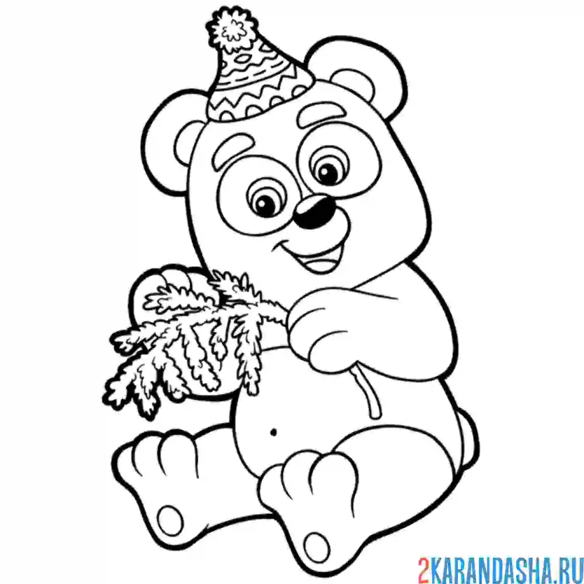 Раскраска панда именинник