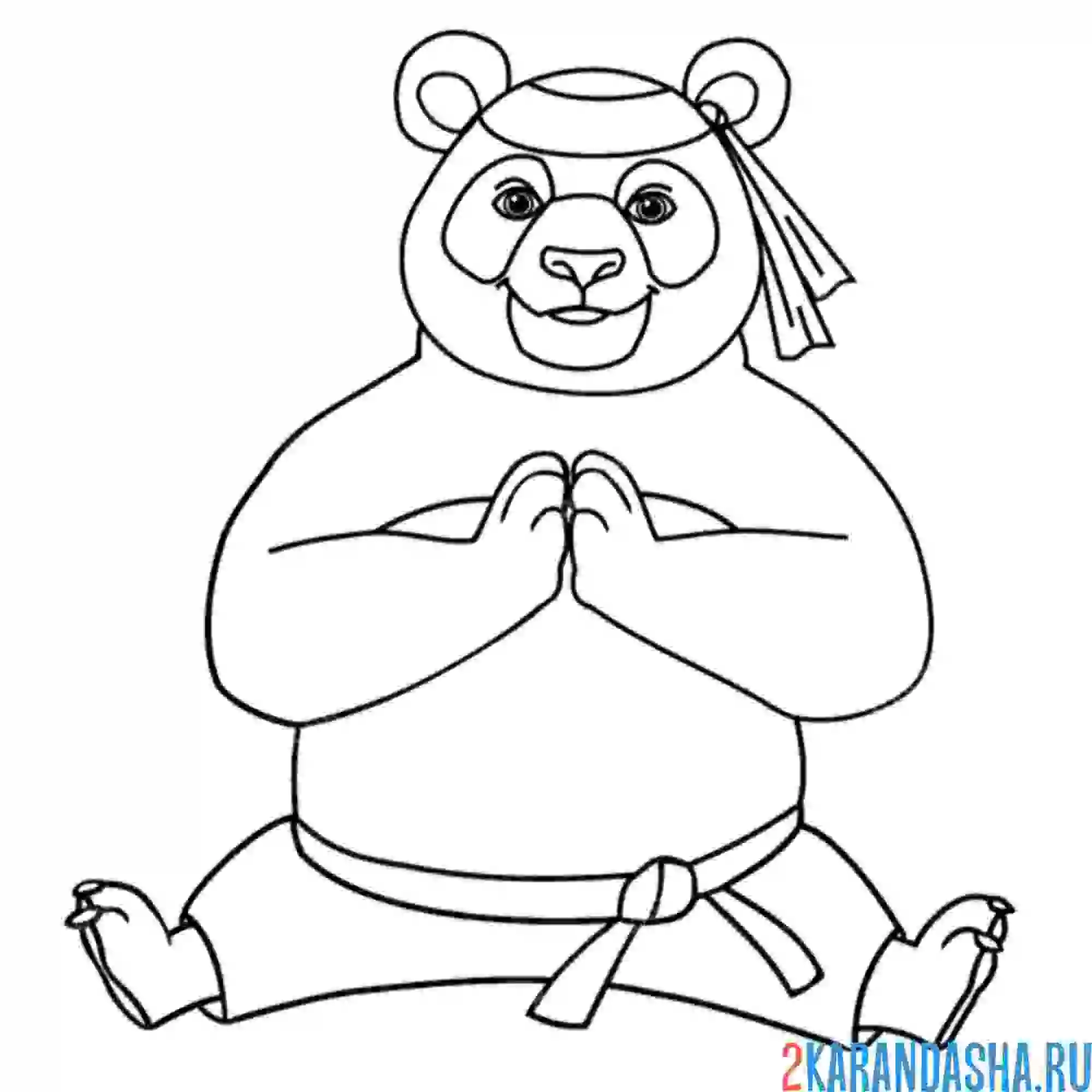 Раскраска панда каратист
