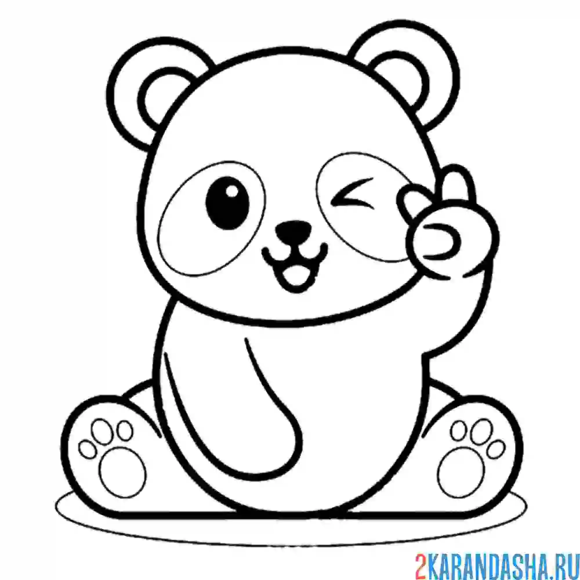 Раскраска панда подмигивает