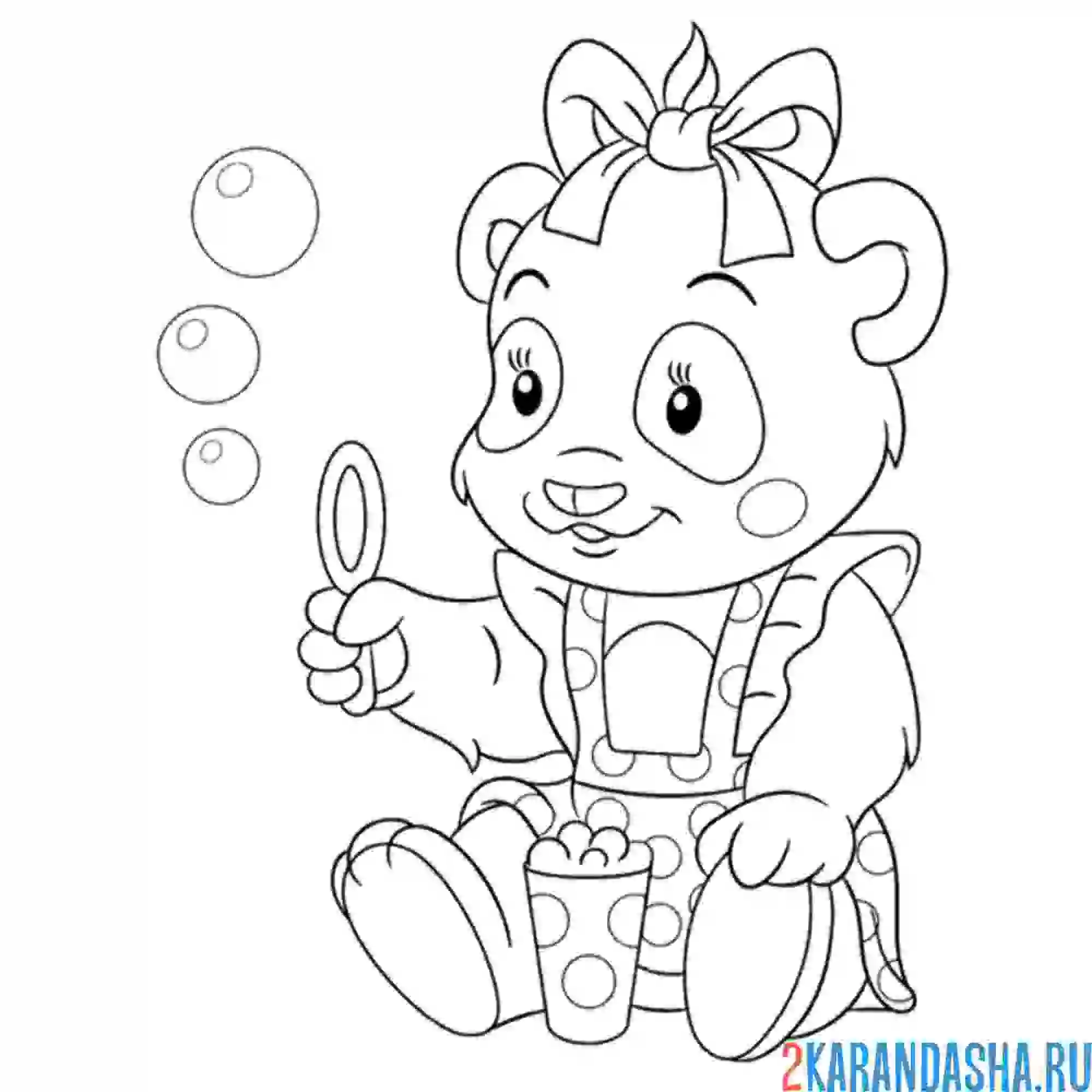 Раскраска девочка панда