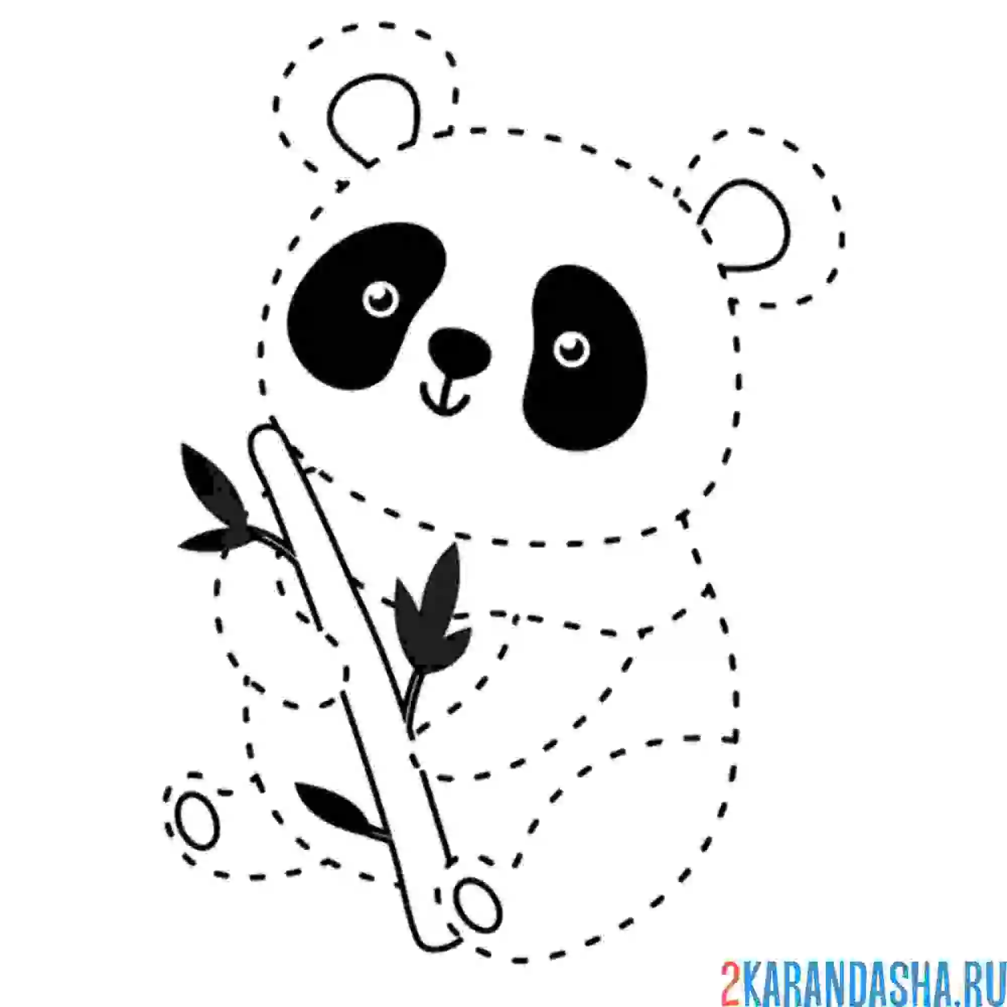 Раскраска обведи по линии панду