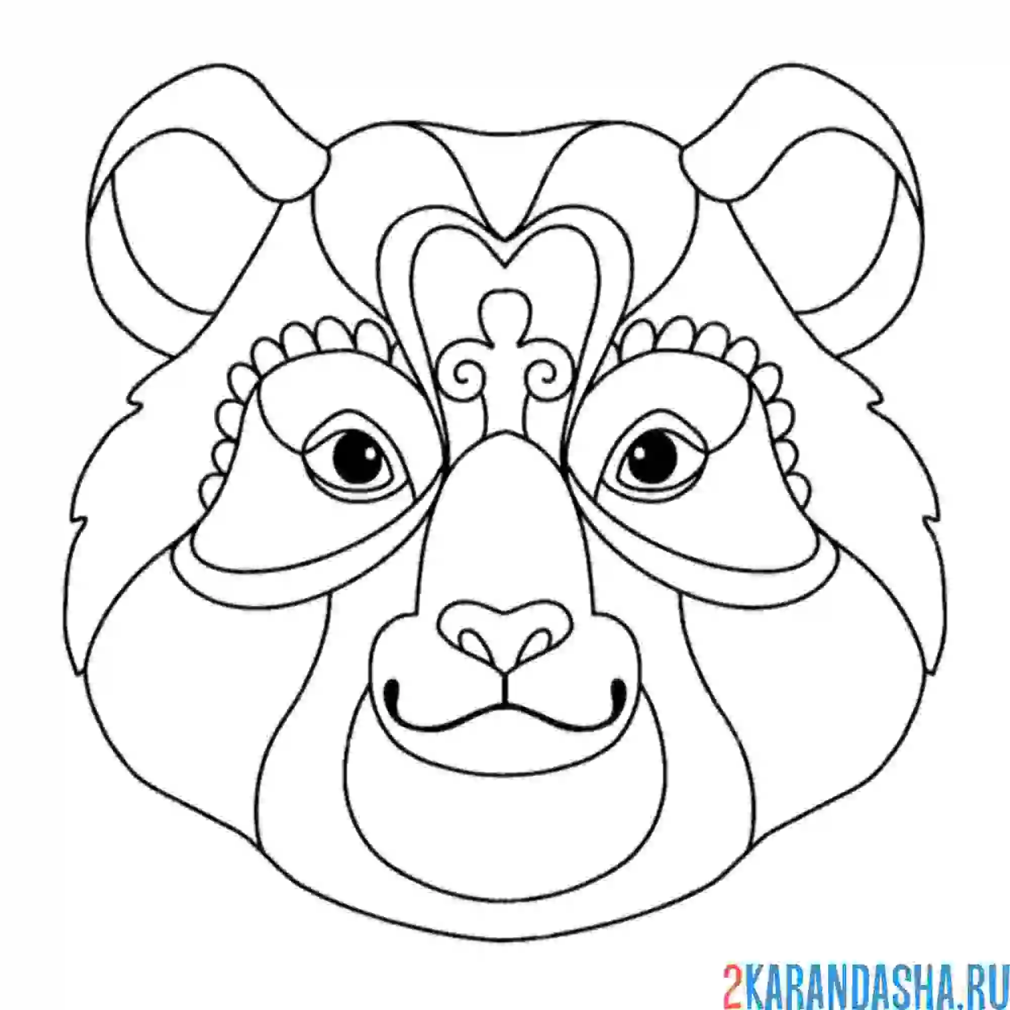 Раскраска голова панды