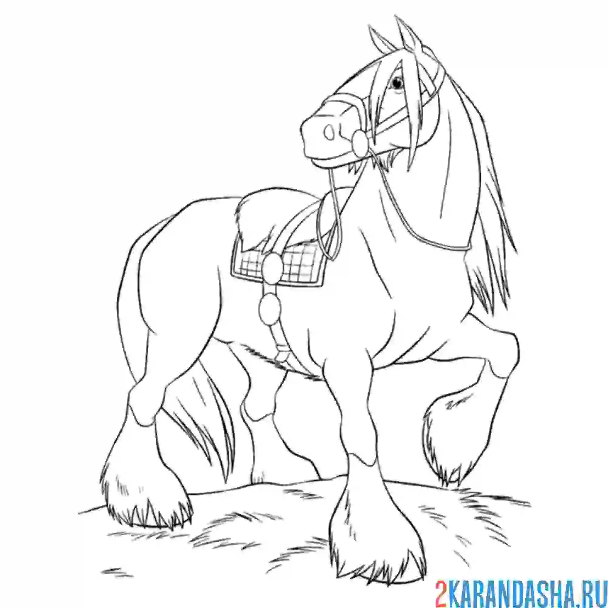 Раскраска конь богатыря