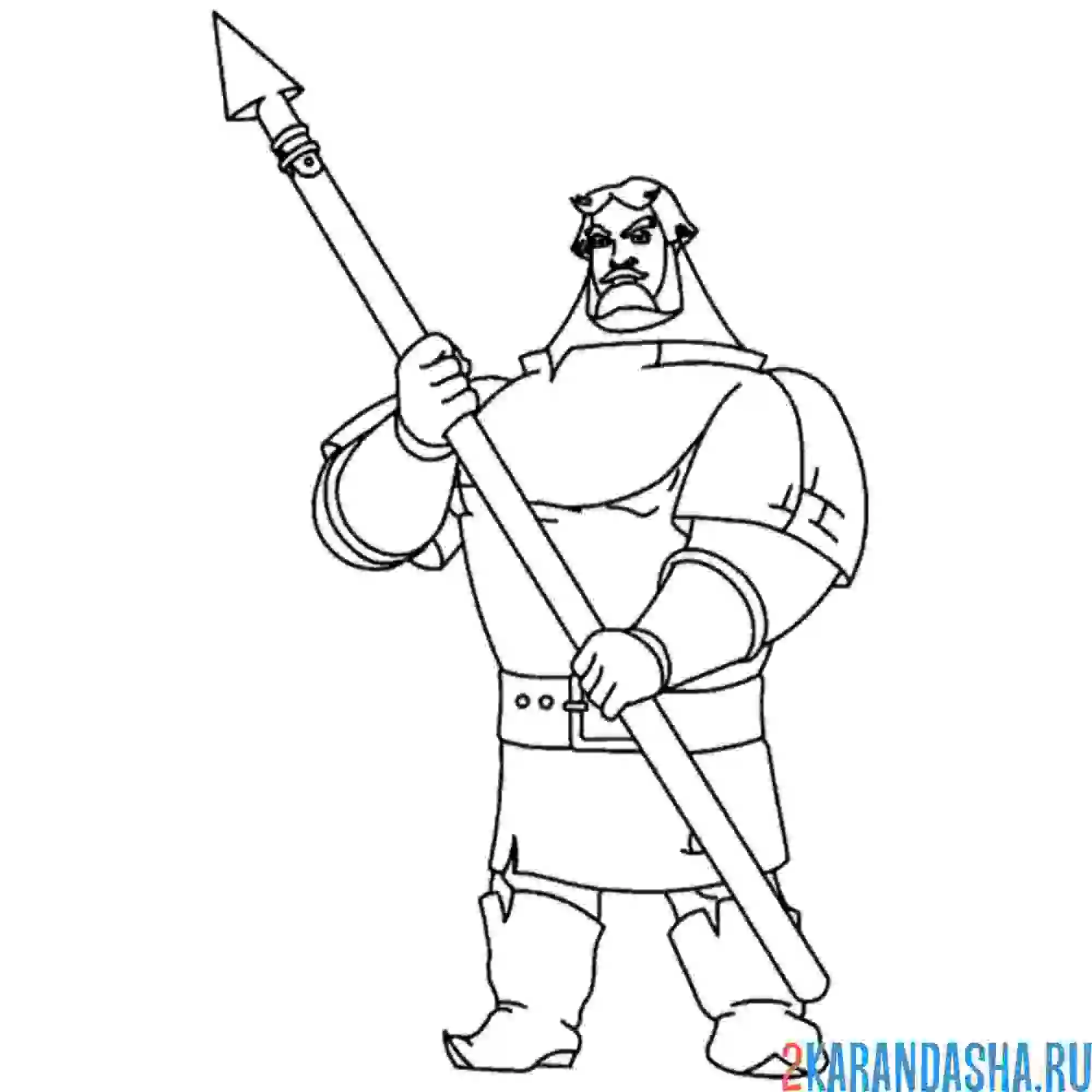 Раскраска илья муромец богатырь