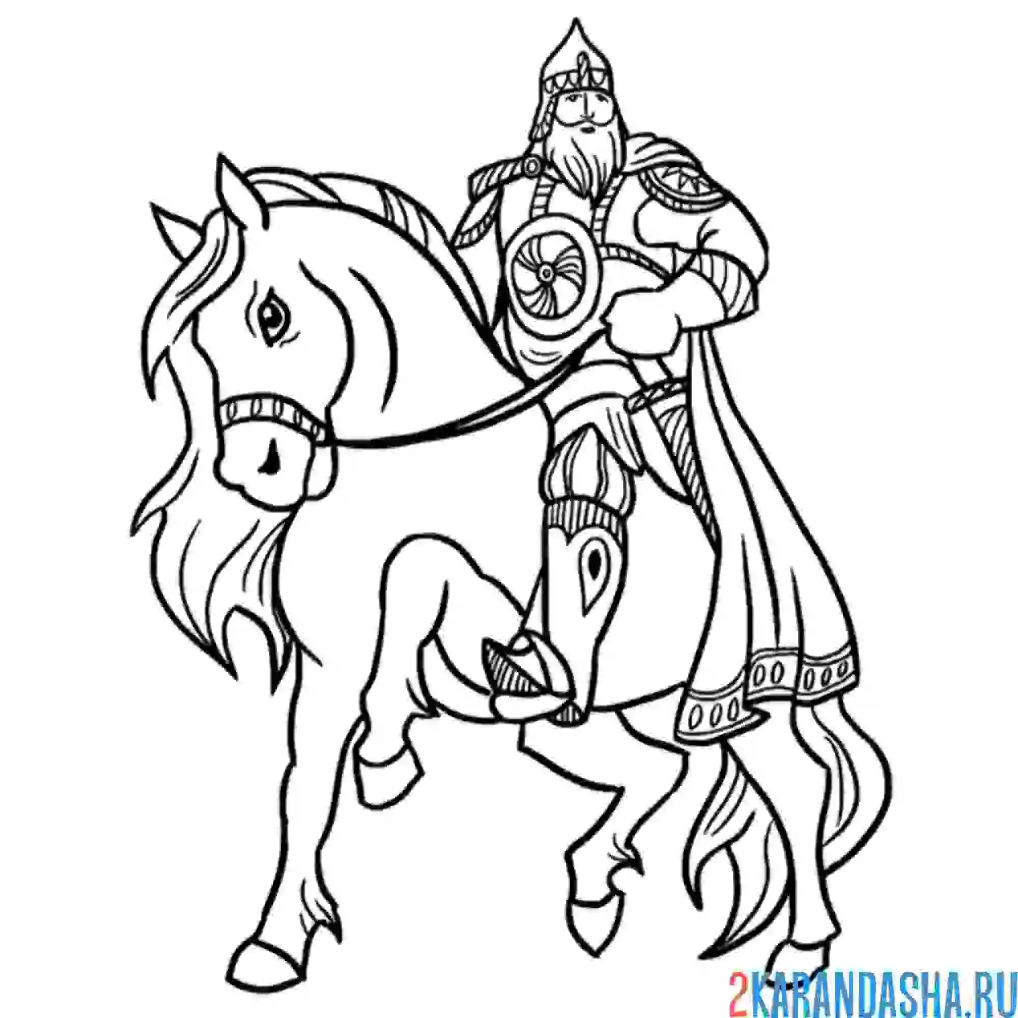 Раскраска богатырь на коне