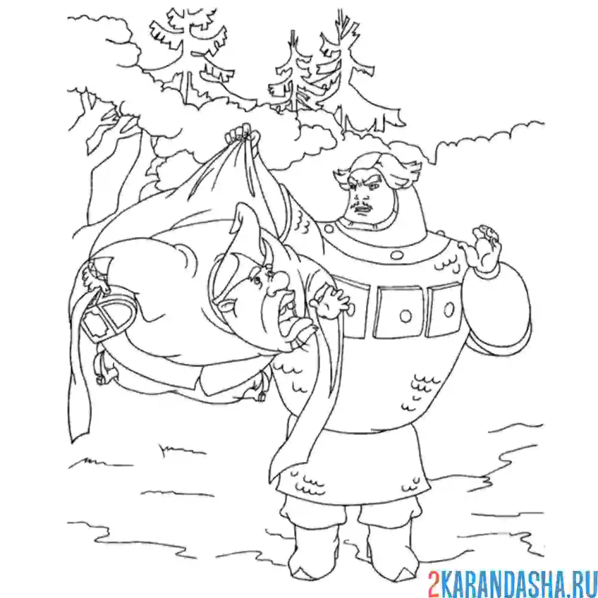 Раскраска богатырь илья муромец