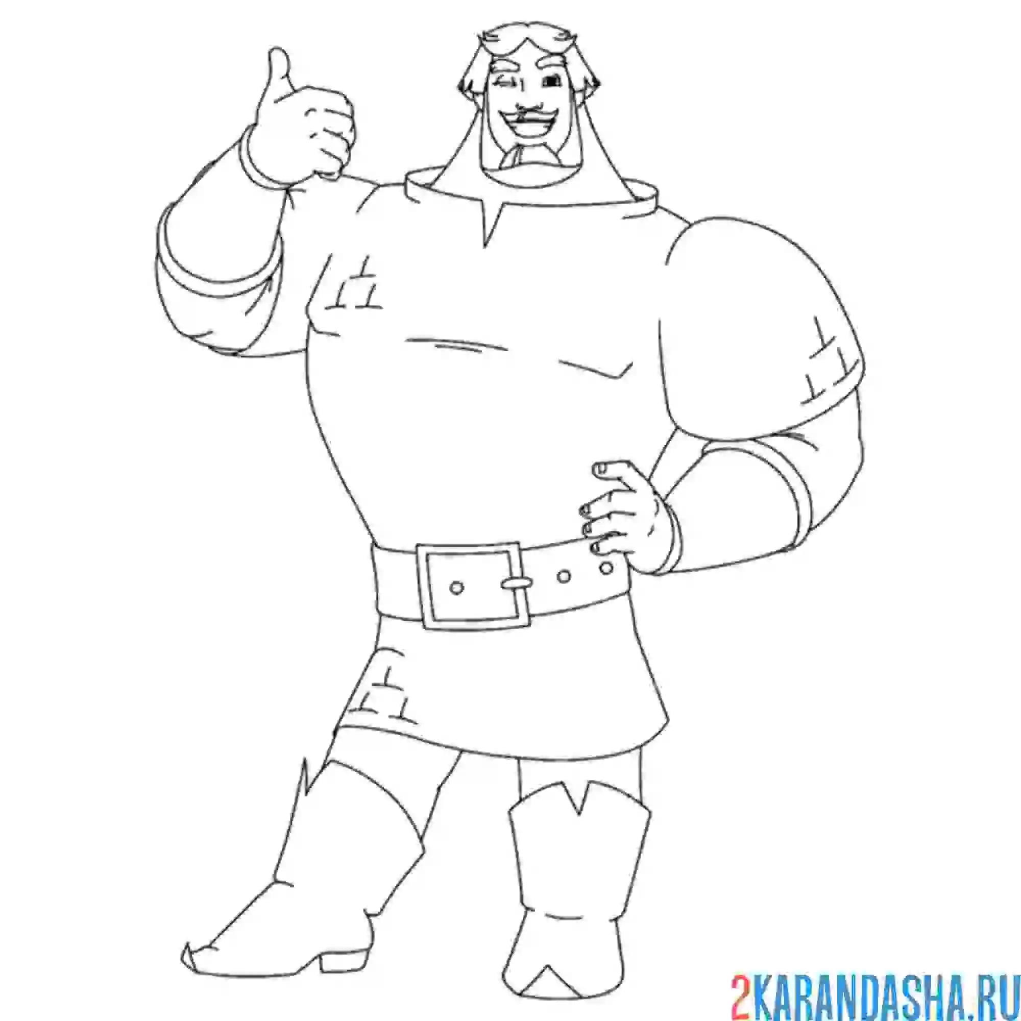 Раскраска илья муромец русский богатырь