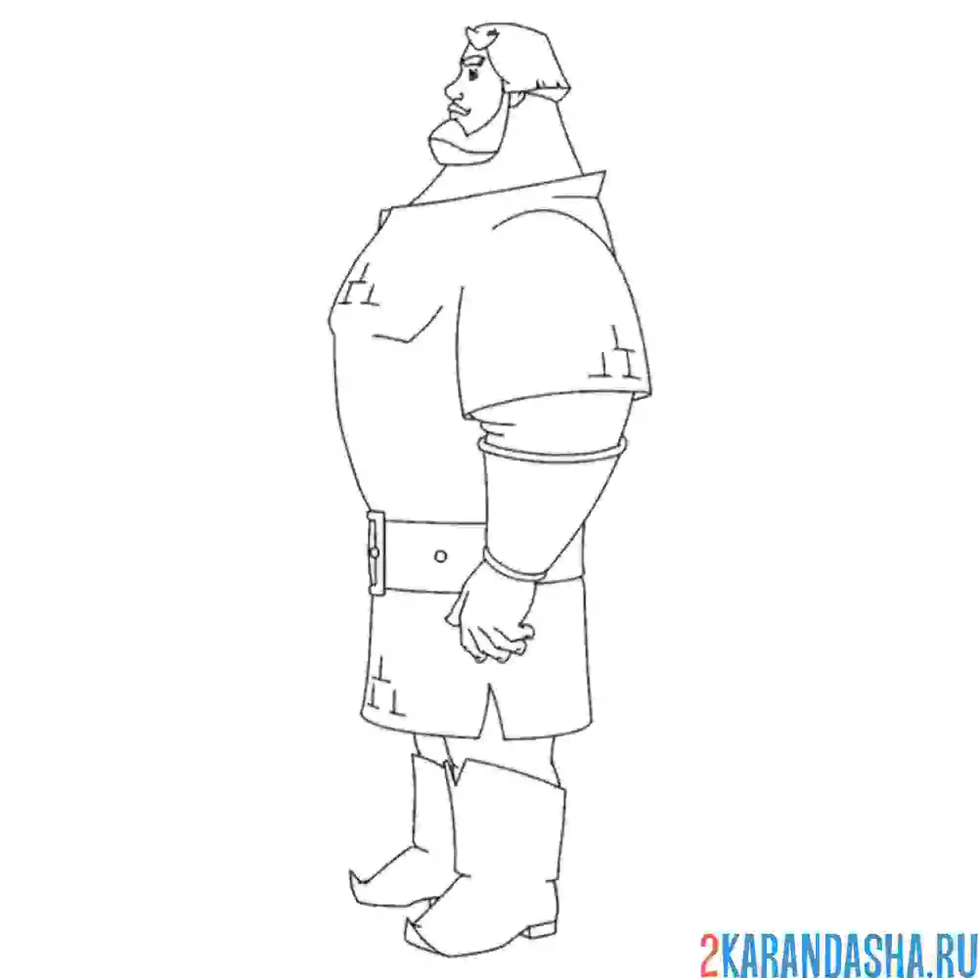 Раскраска илья муромец вид сбоку