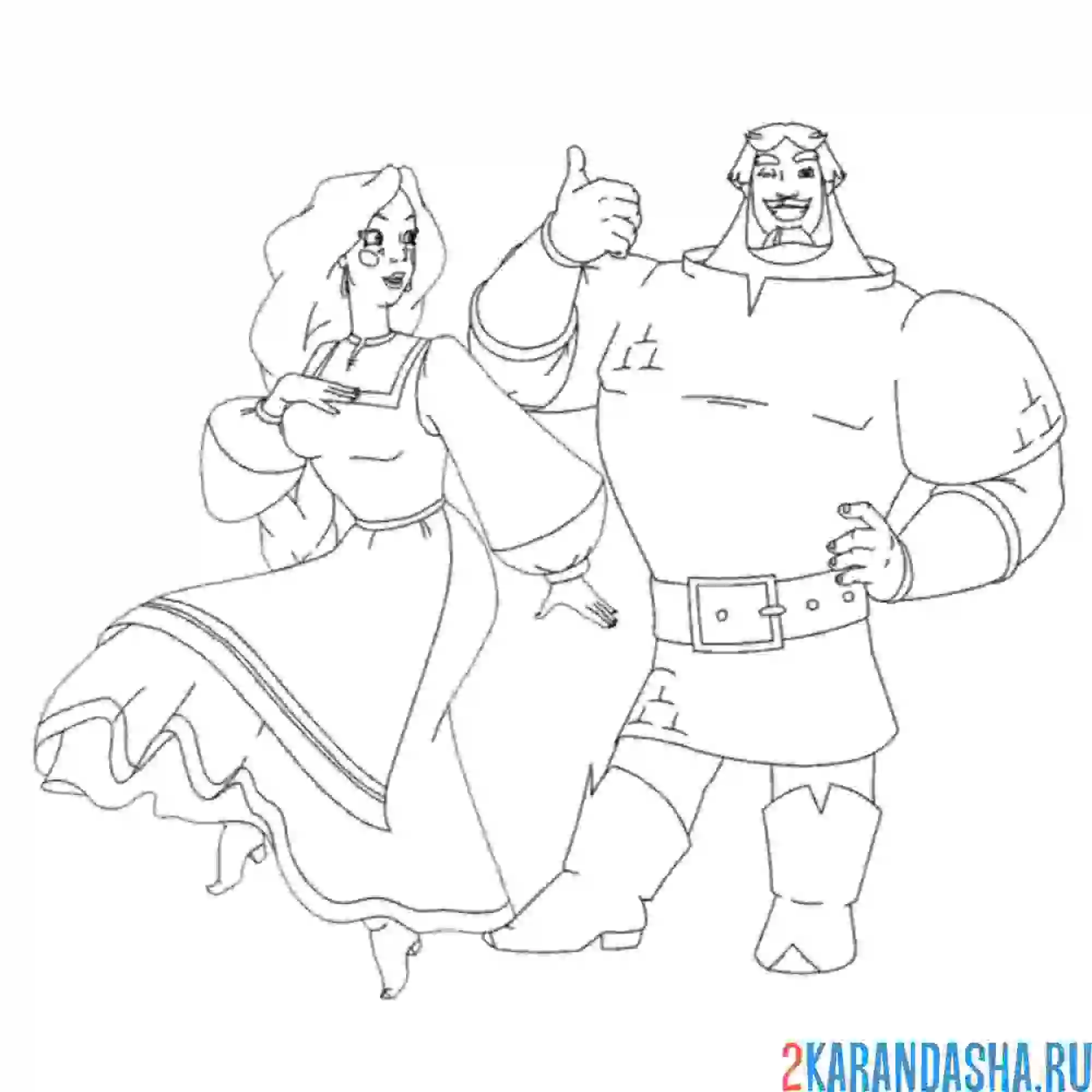 Раскраска илья муромец и аленушка