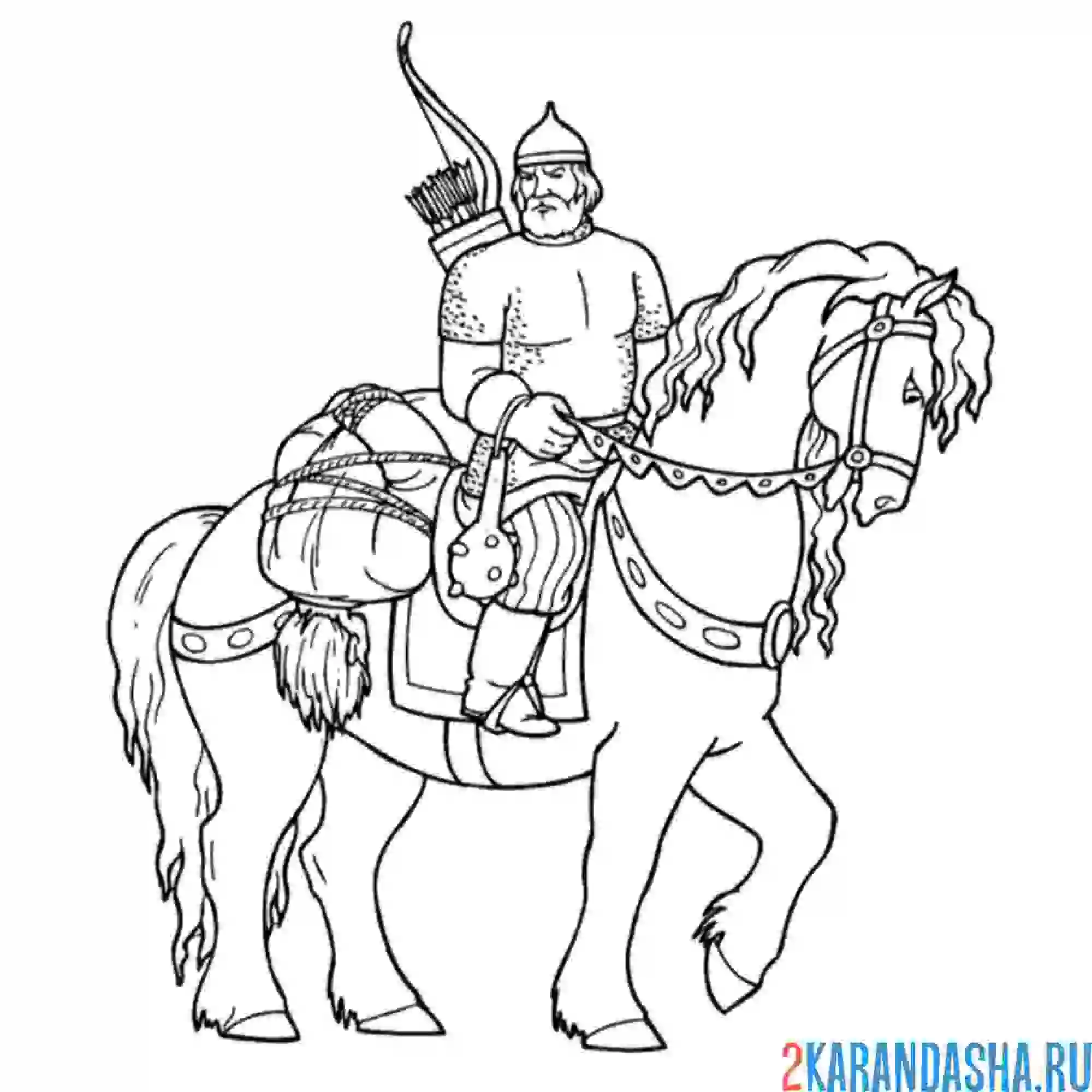 Раскраска русский богатырь защитник