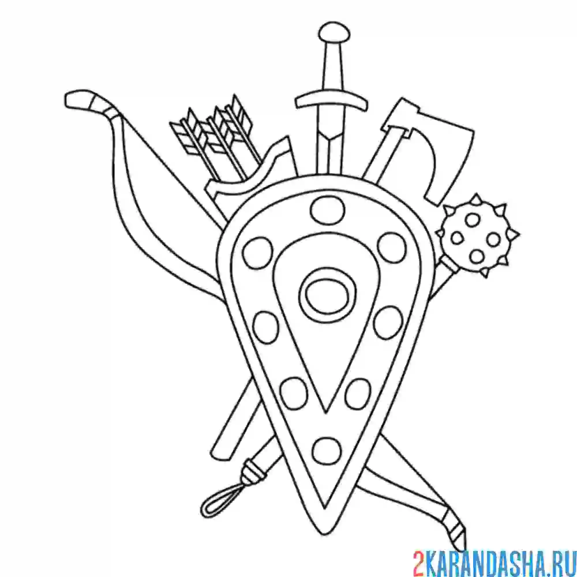 Раскраска щит и меч богатыря
