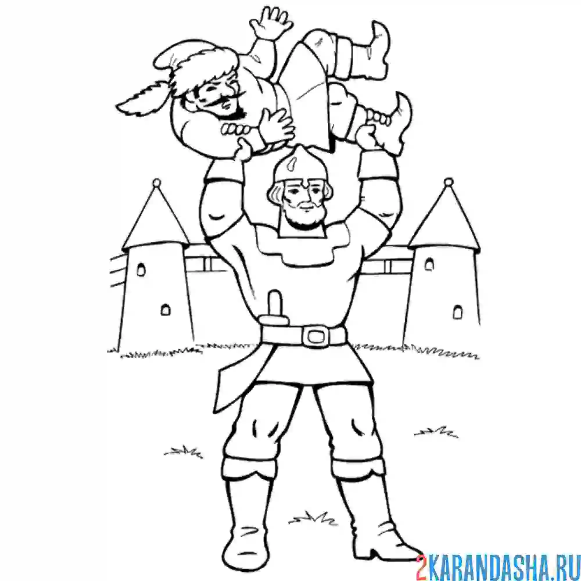 Раскраска богатырь силач