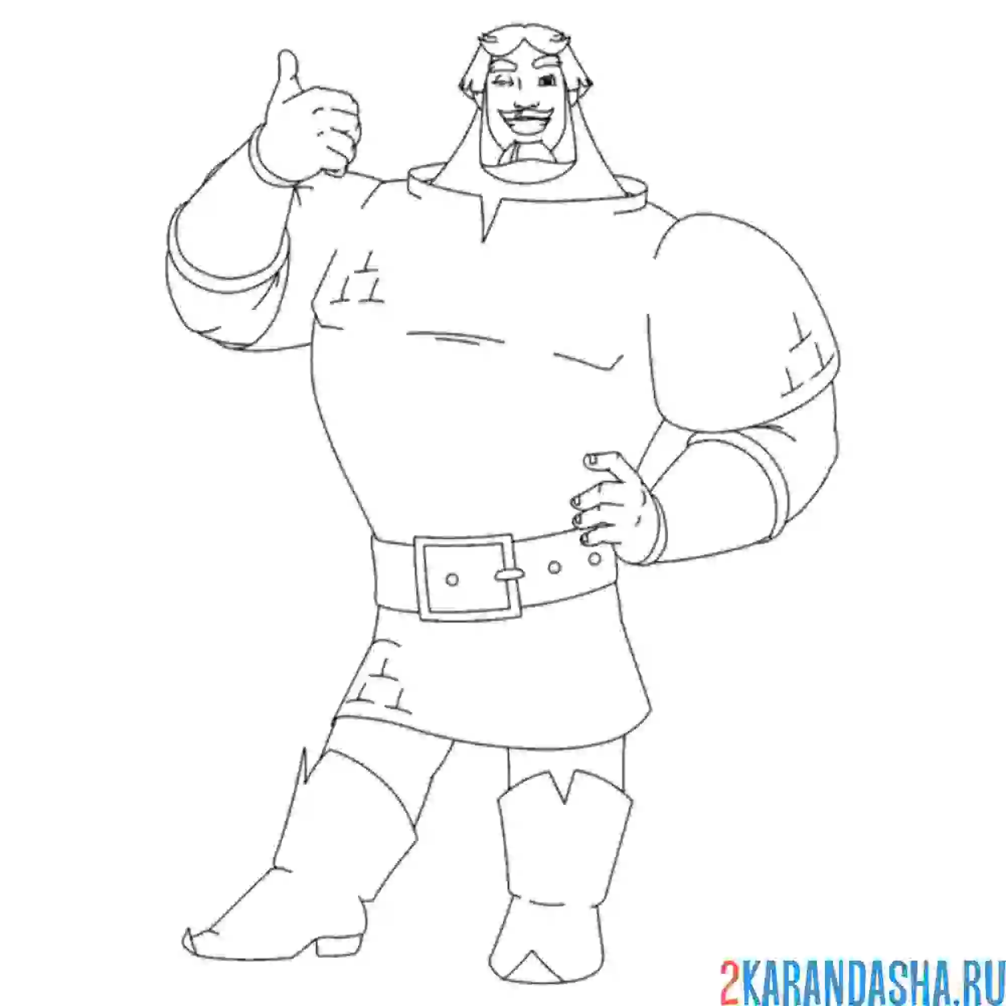 Раскраска самый сильный богатырь