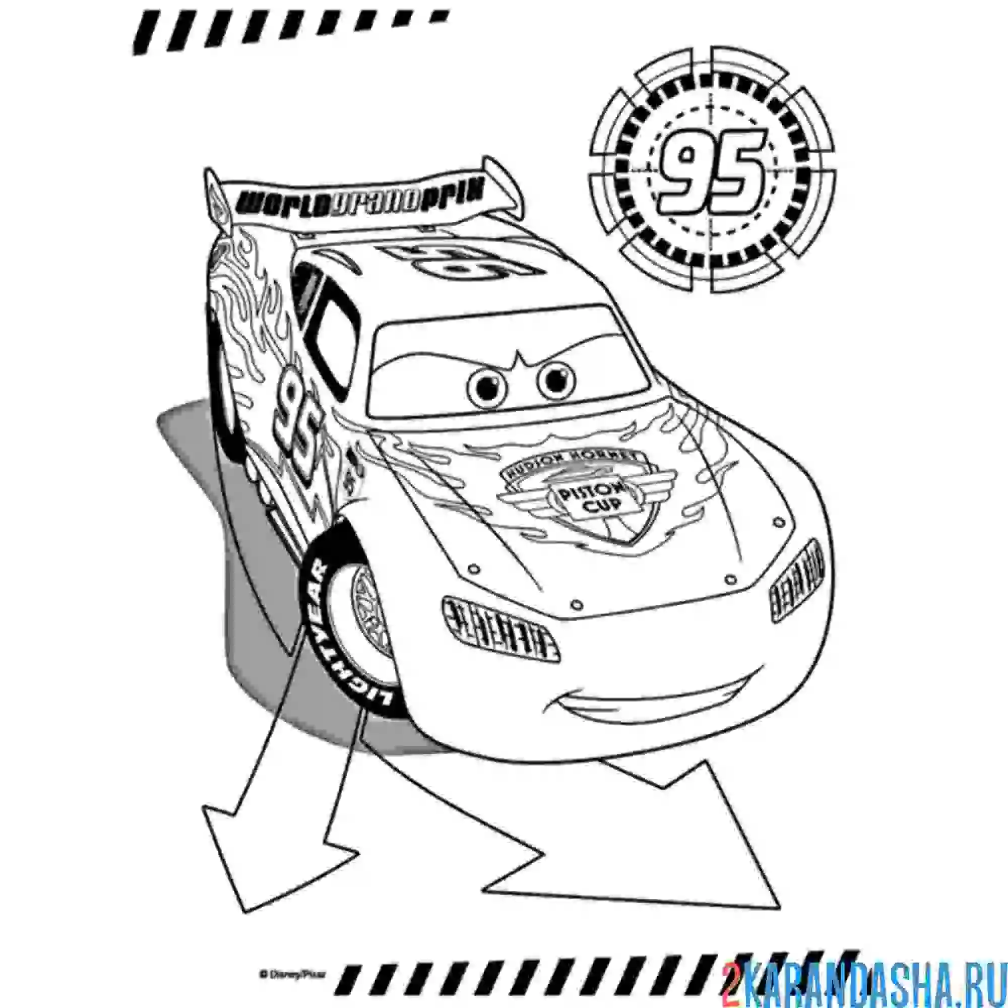 Раскраска тачки маквин супергерой