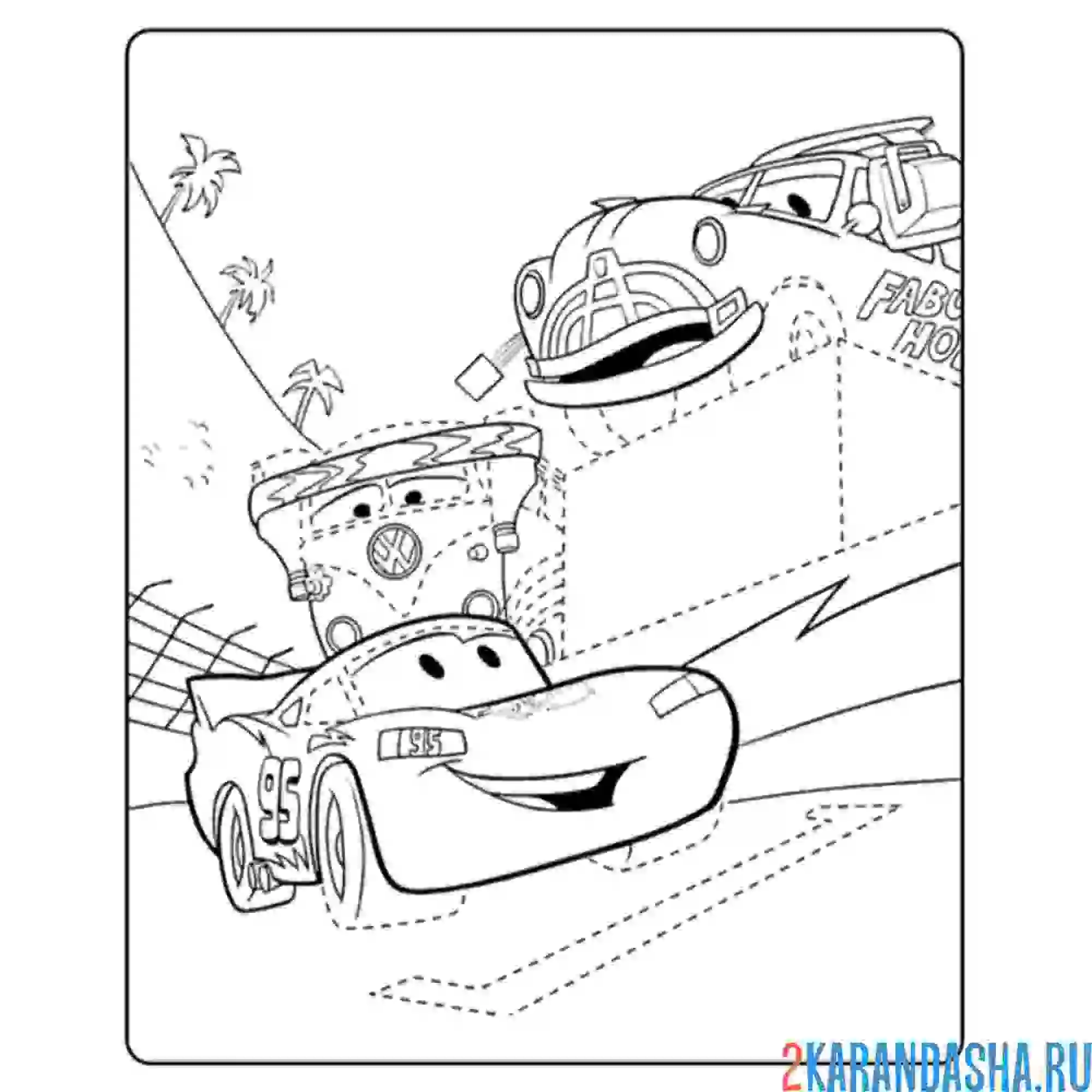 Раскраска молния маквин в калифорнии