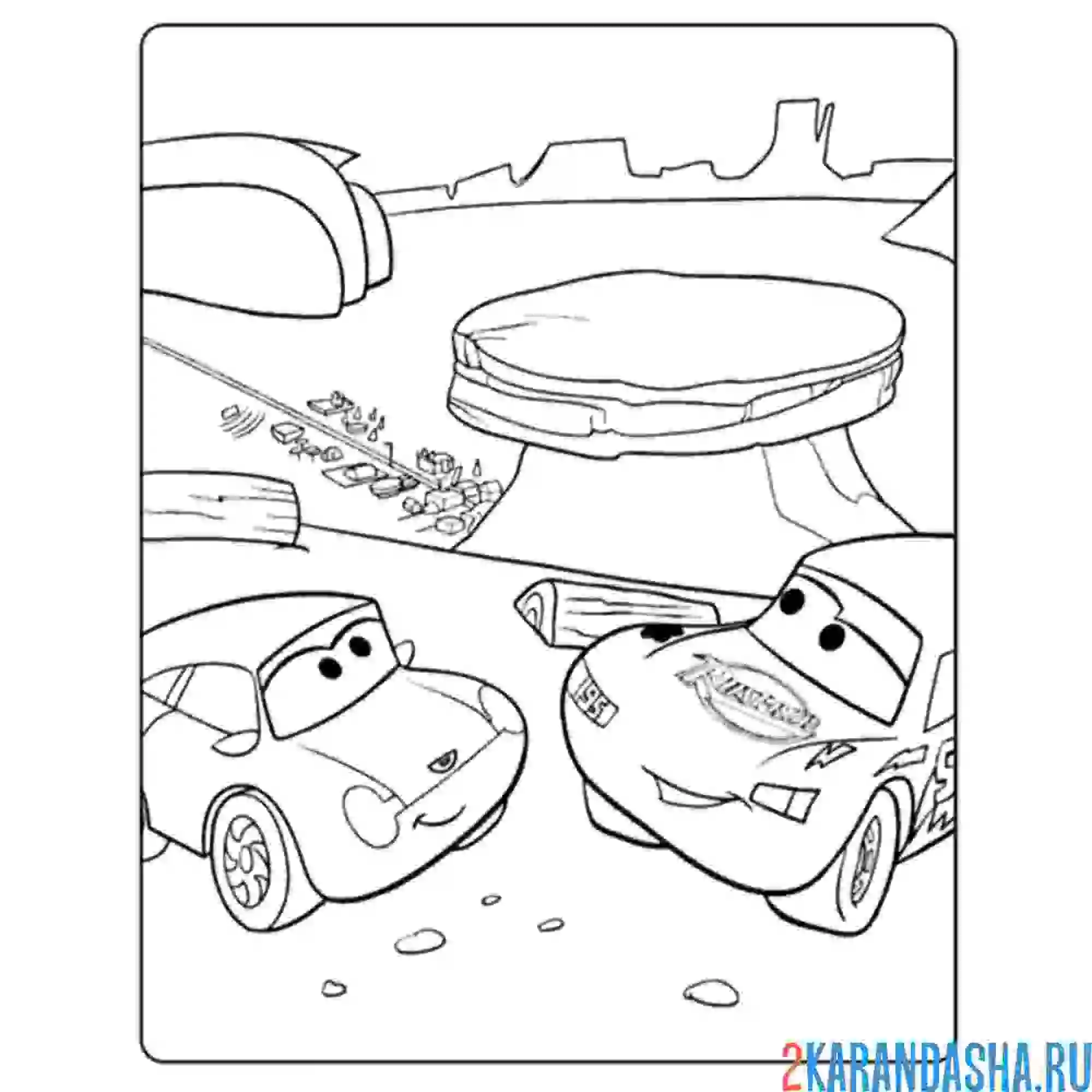 Раскраска салли и маквин на прогулке