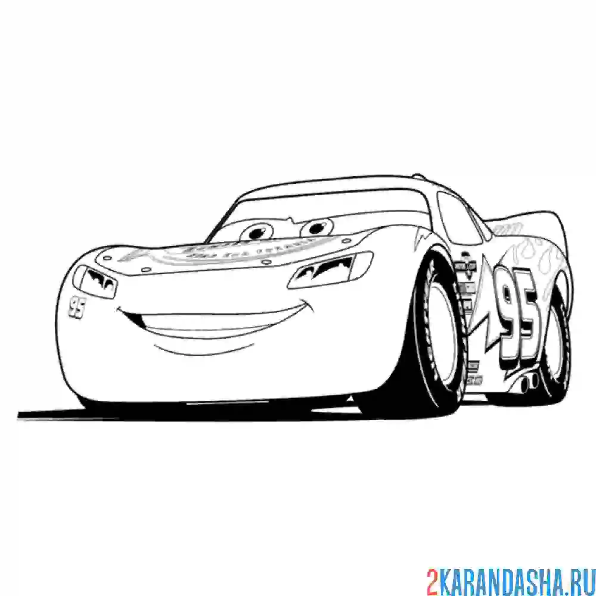 Раскраска улыбка молнии тачки-3