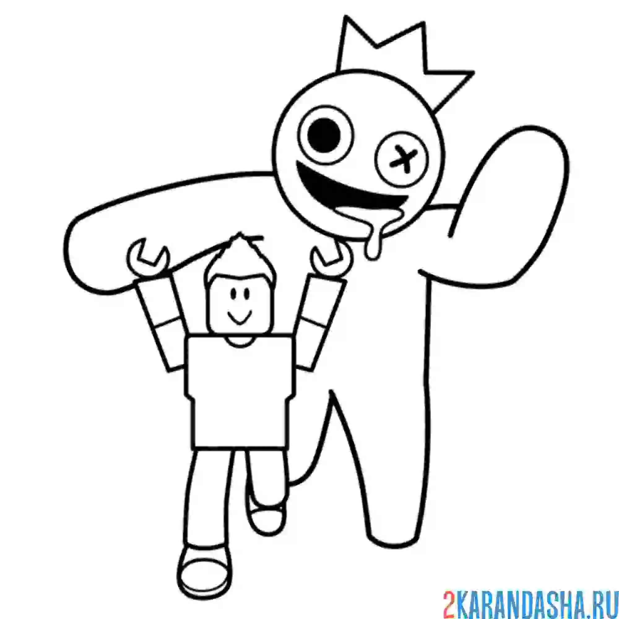 Раскраска синий и роблок