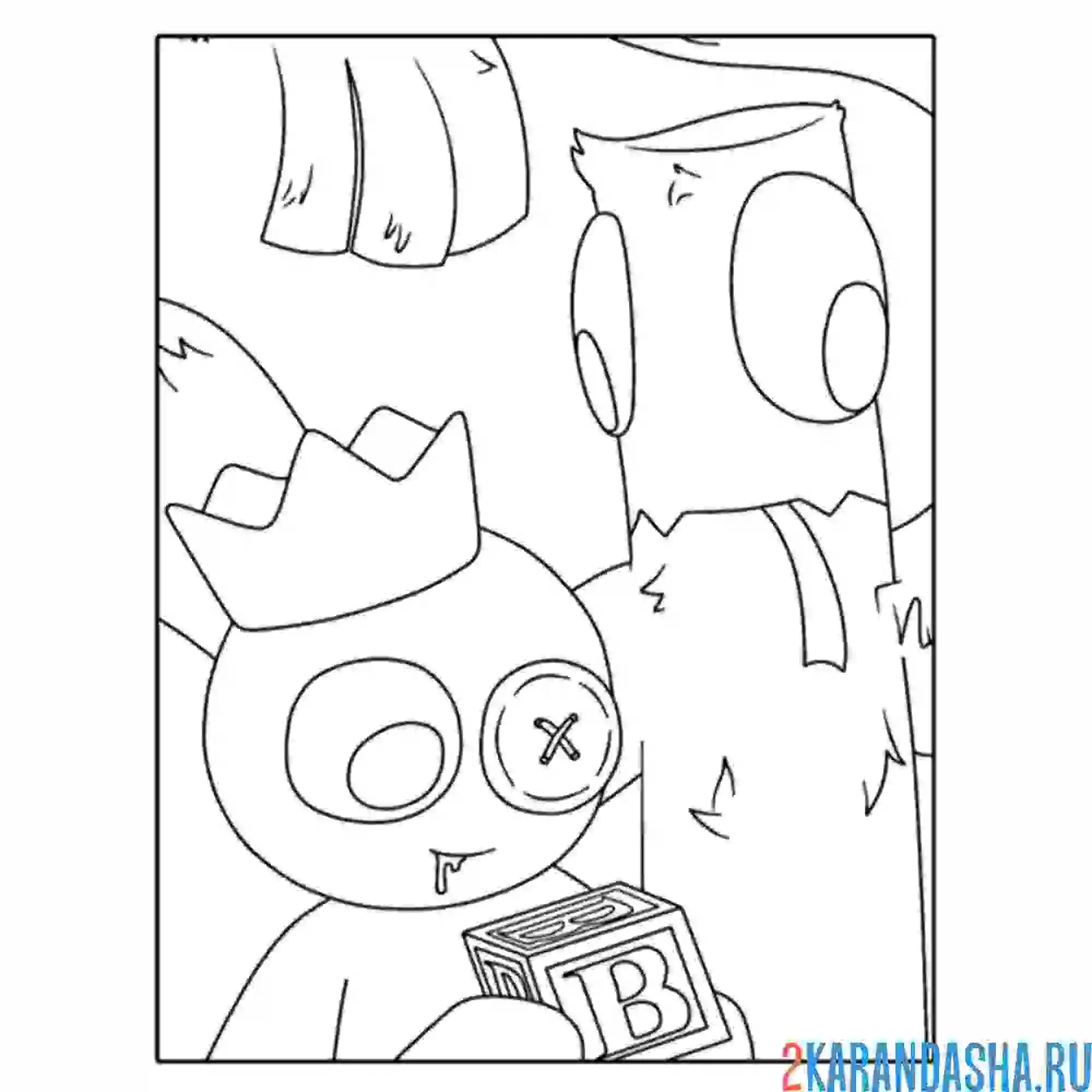 Раскраска зеленый rainbow friends