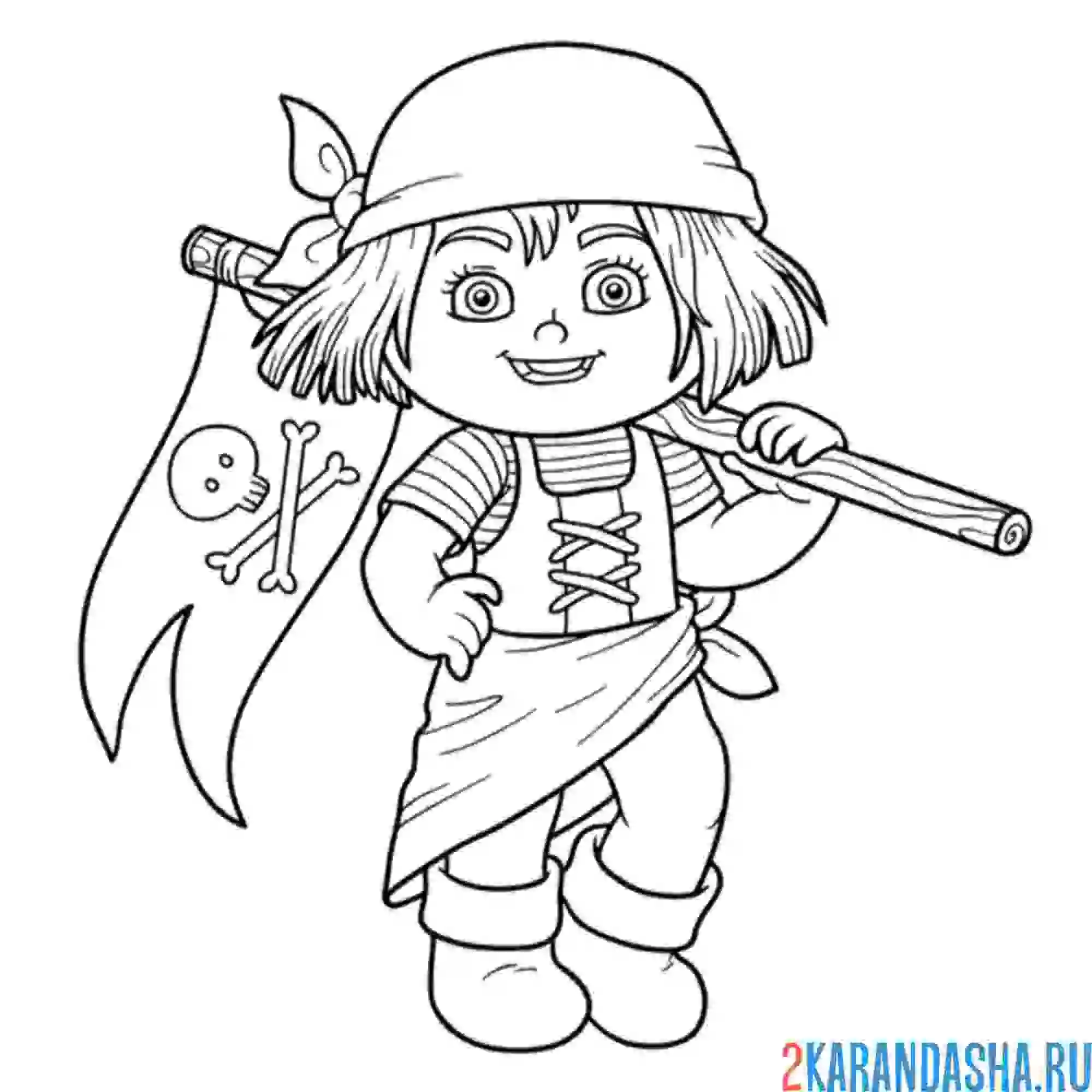 Раскраска пират-девочка