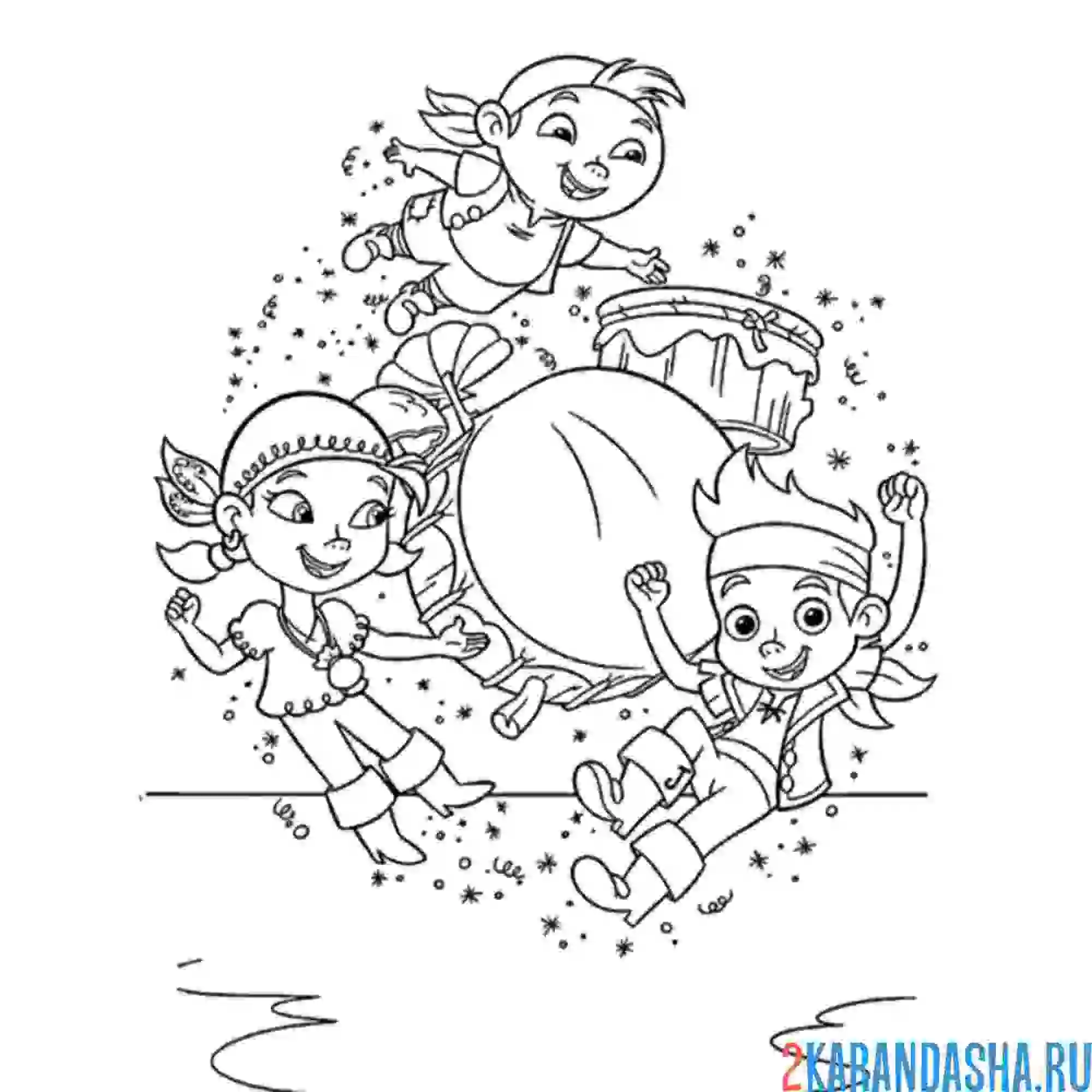 Раскраска герои джейк и пираты нетландии