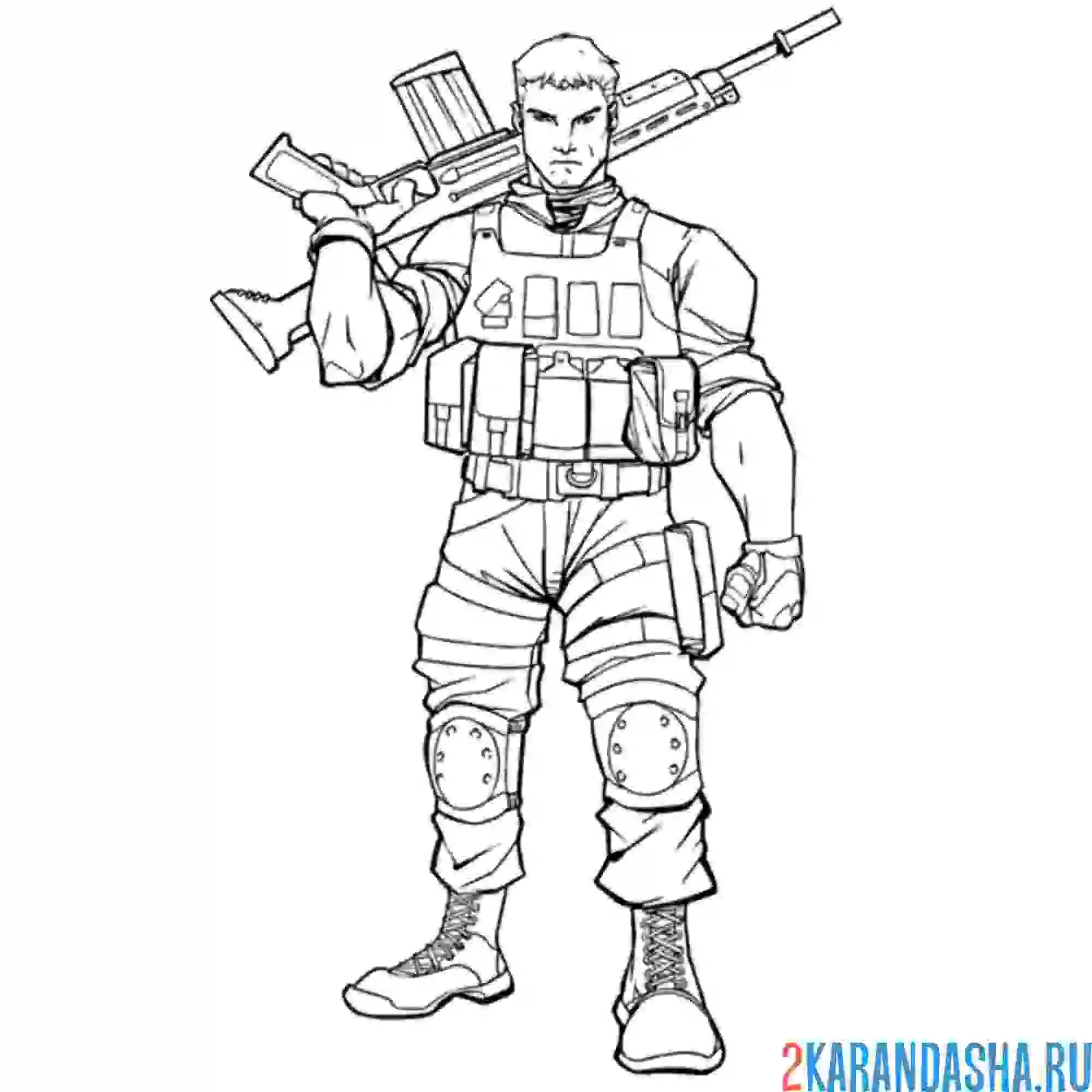 Раскраска сильный военный