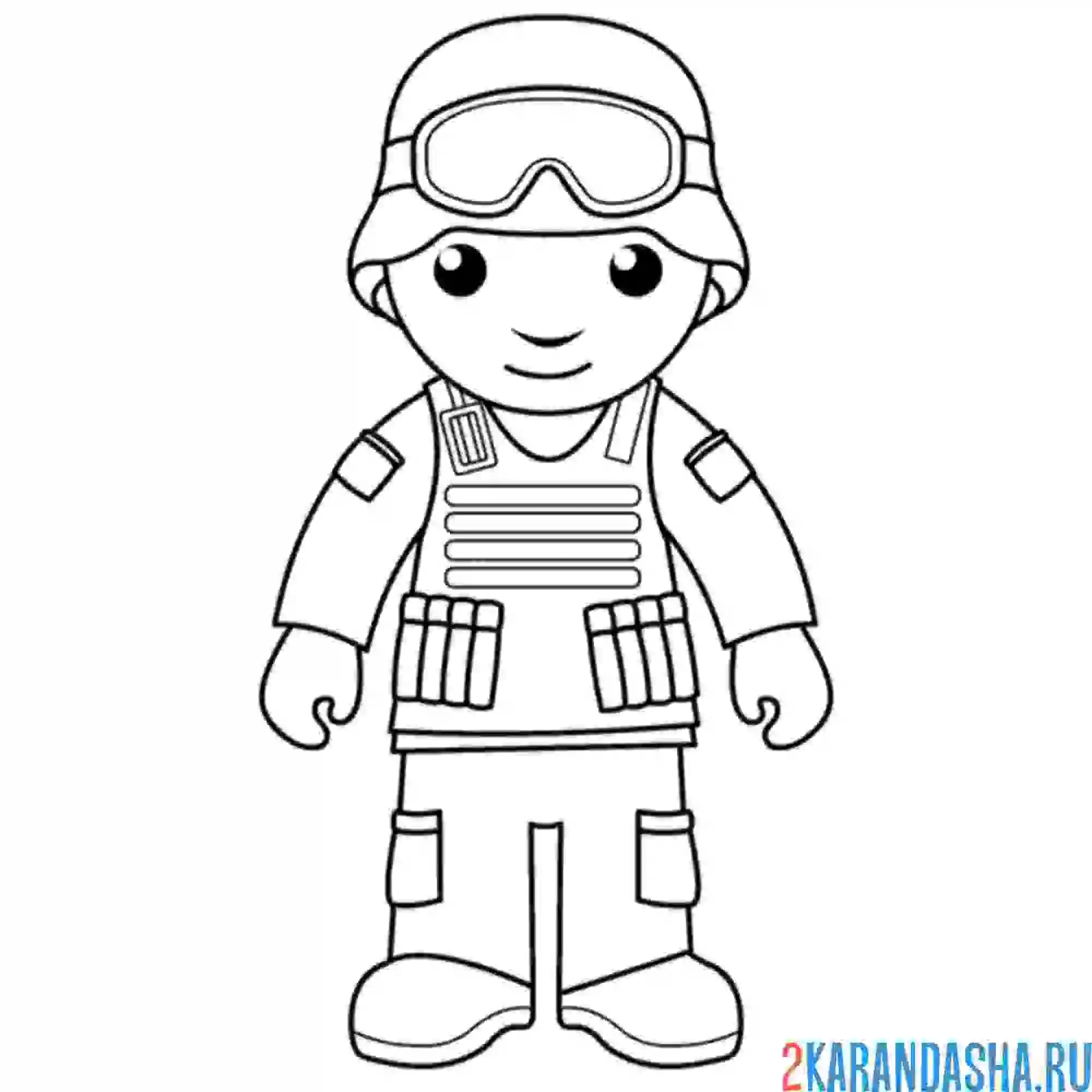 Раскраска солдат для малышей