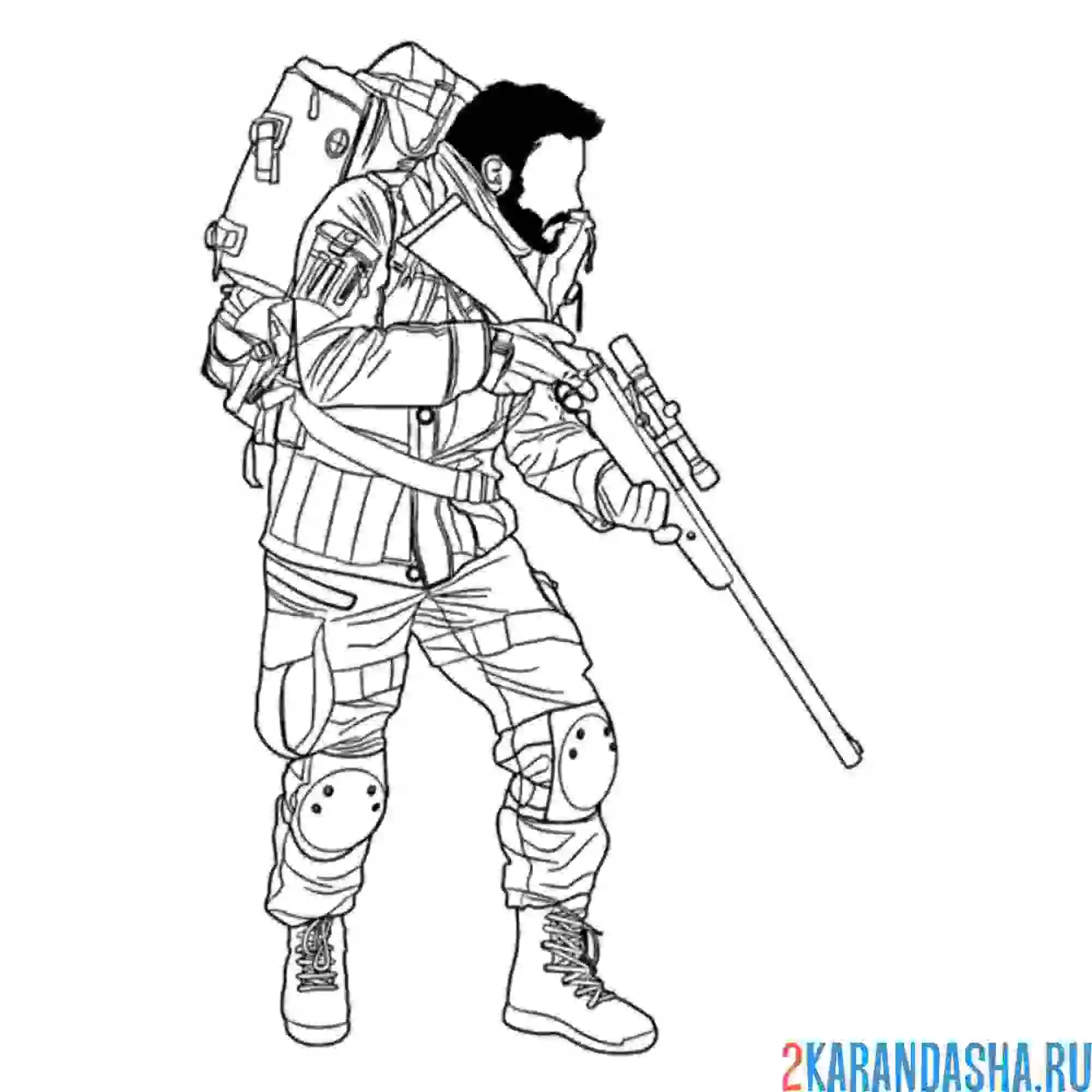 Раскраска боец солдат