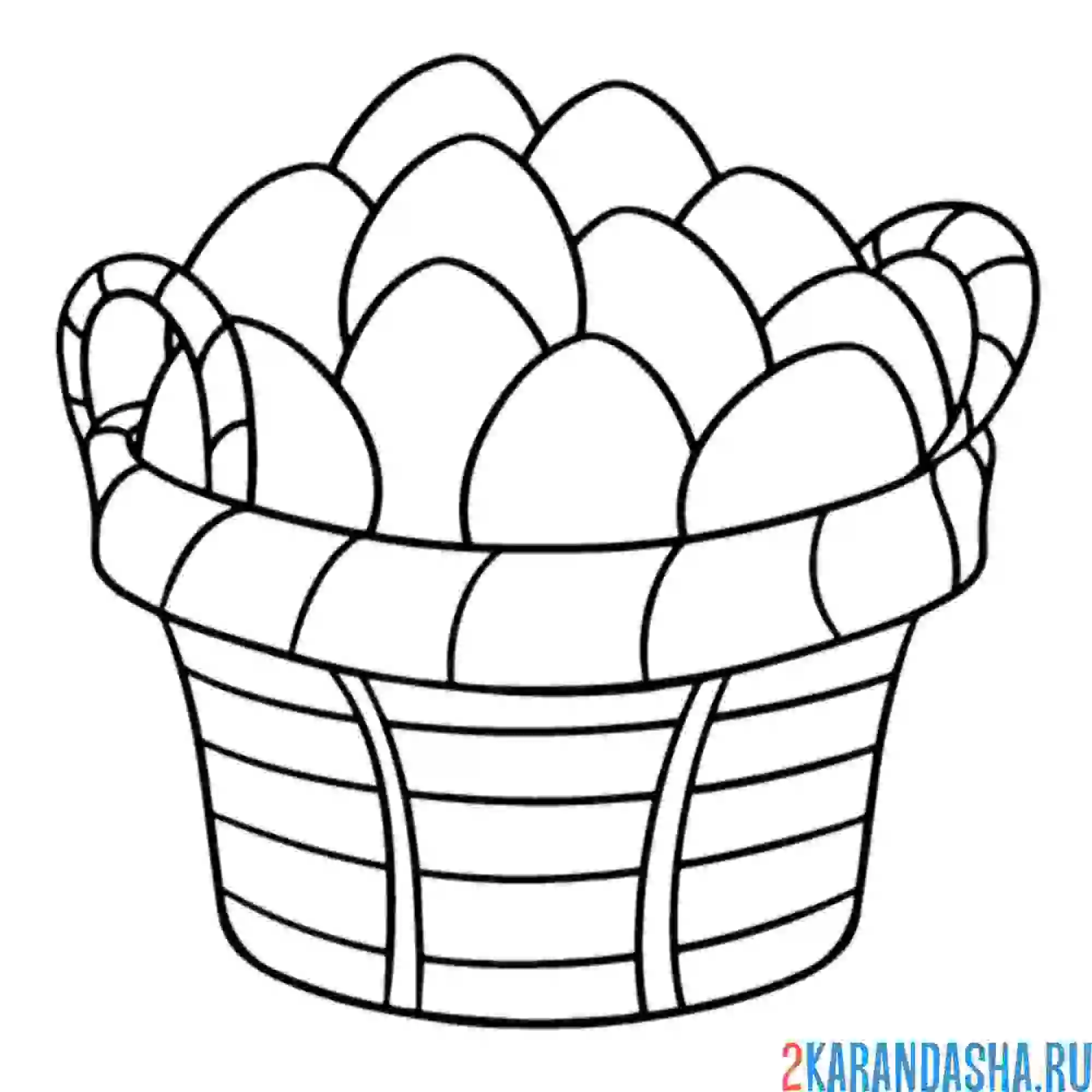 Раскраска корзинка с куриными яйцами