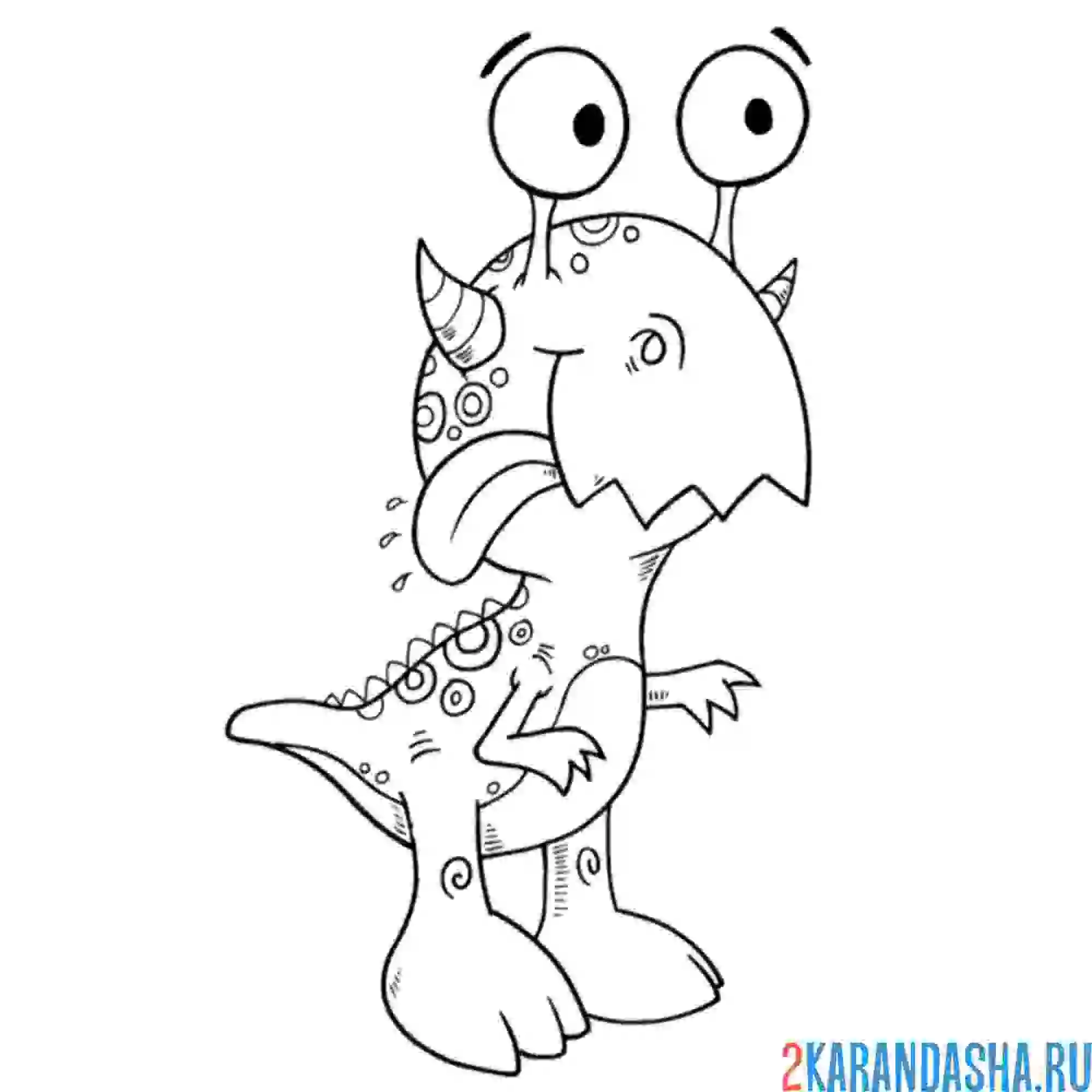 Раскраска малыш монстр