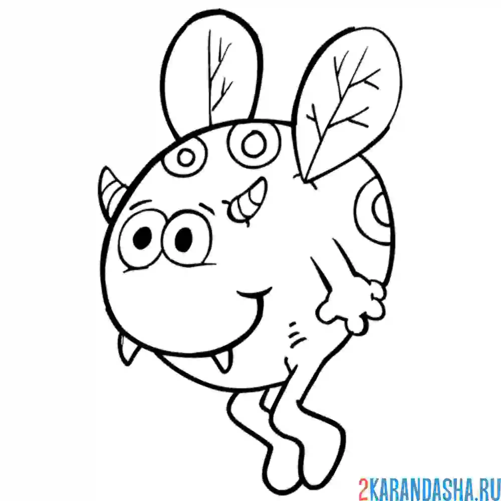 Раскраска монстр с крыльями