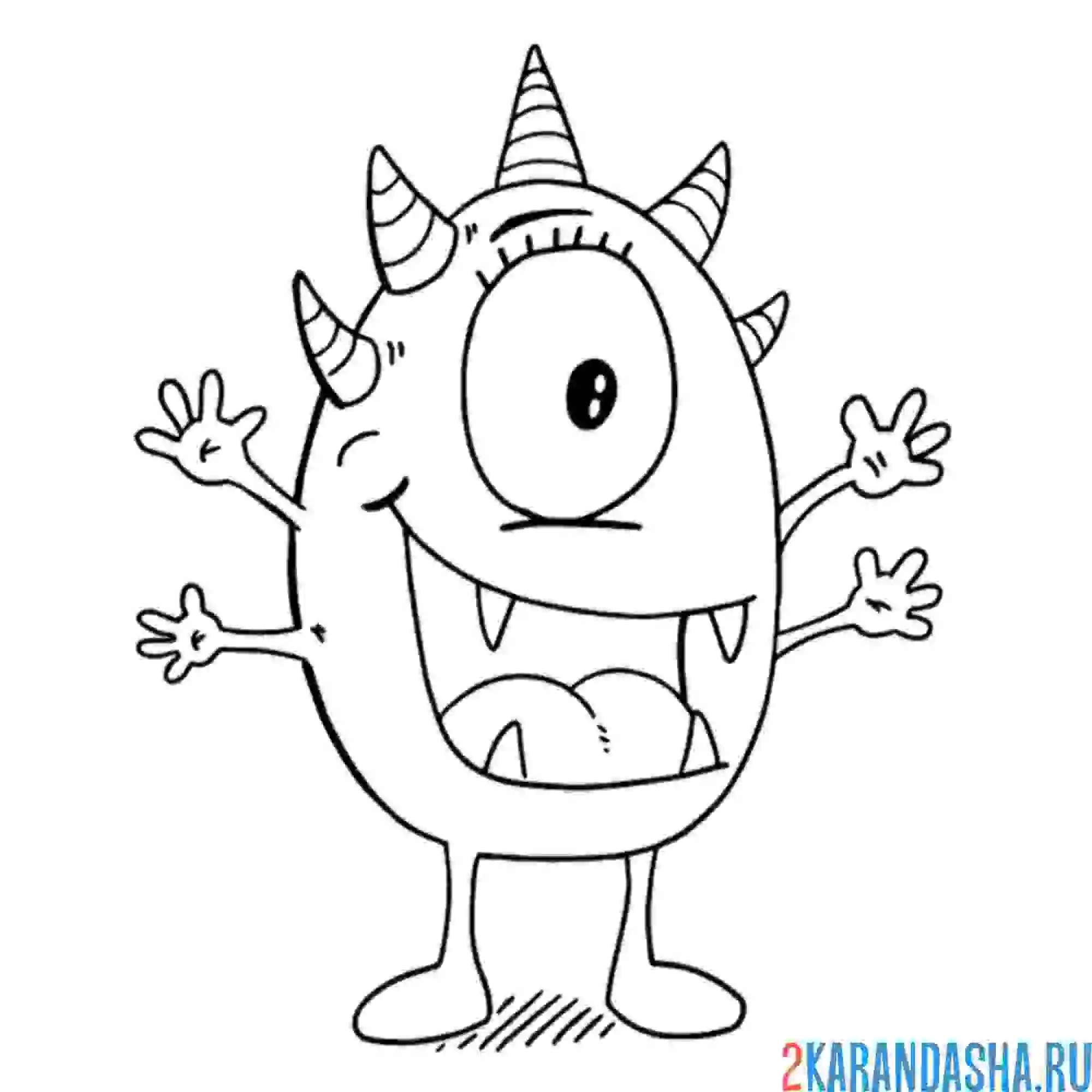 Раскраска монстр с рогами