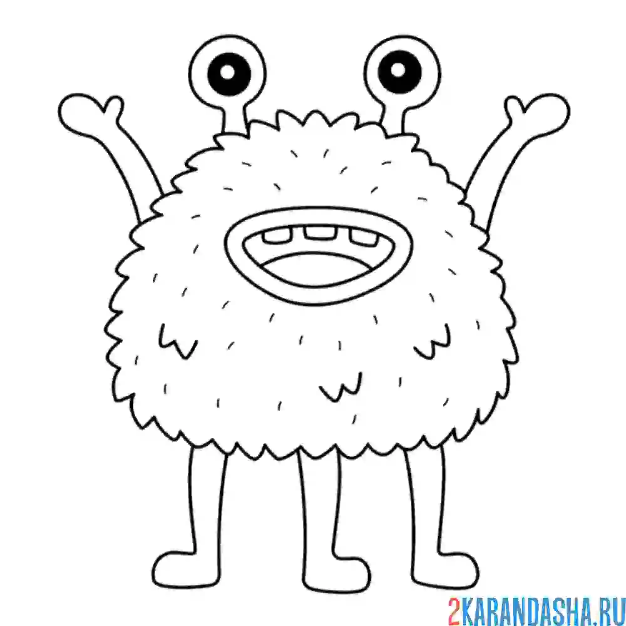 Раскраска пушистик-монстр