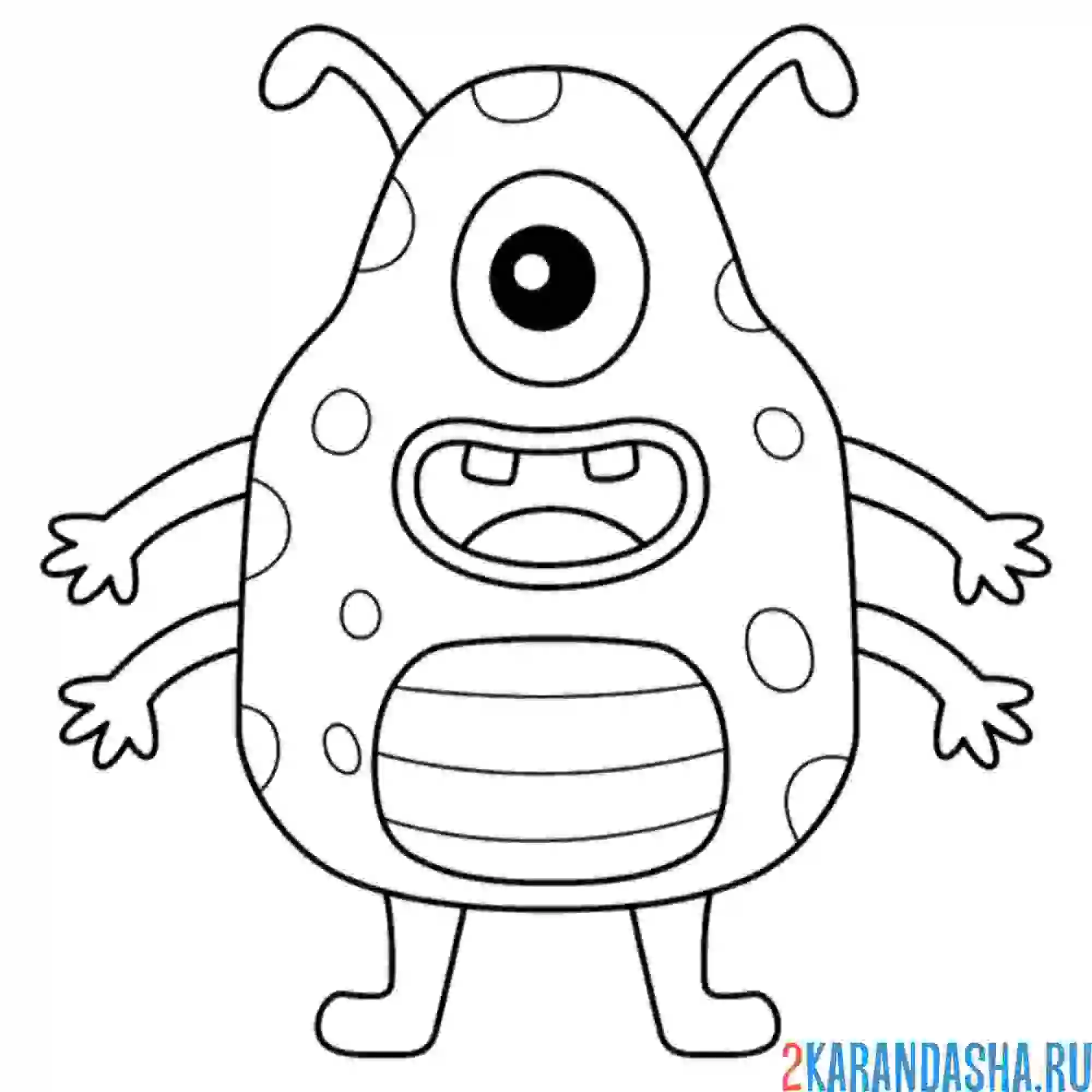 Раскраска монстр с лапками
