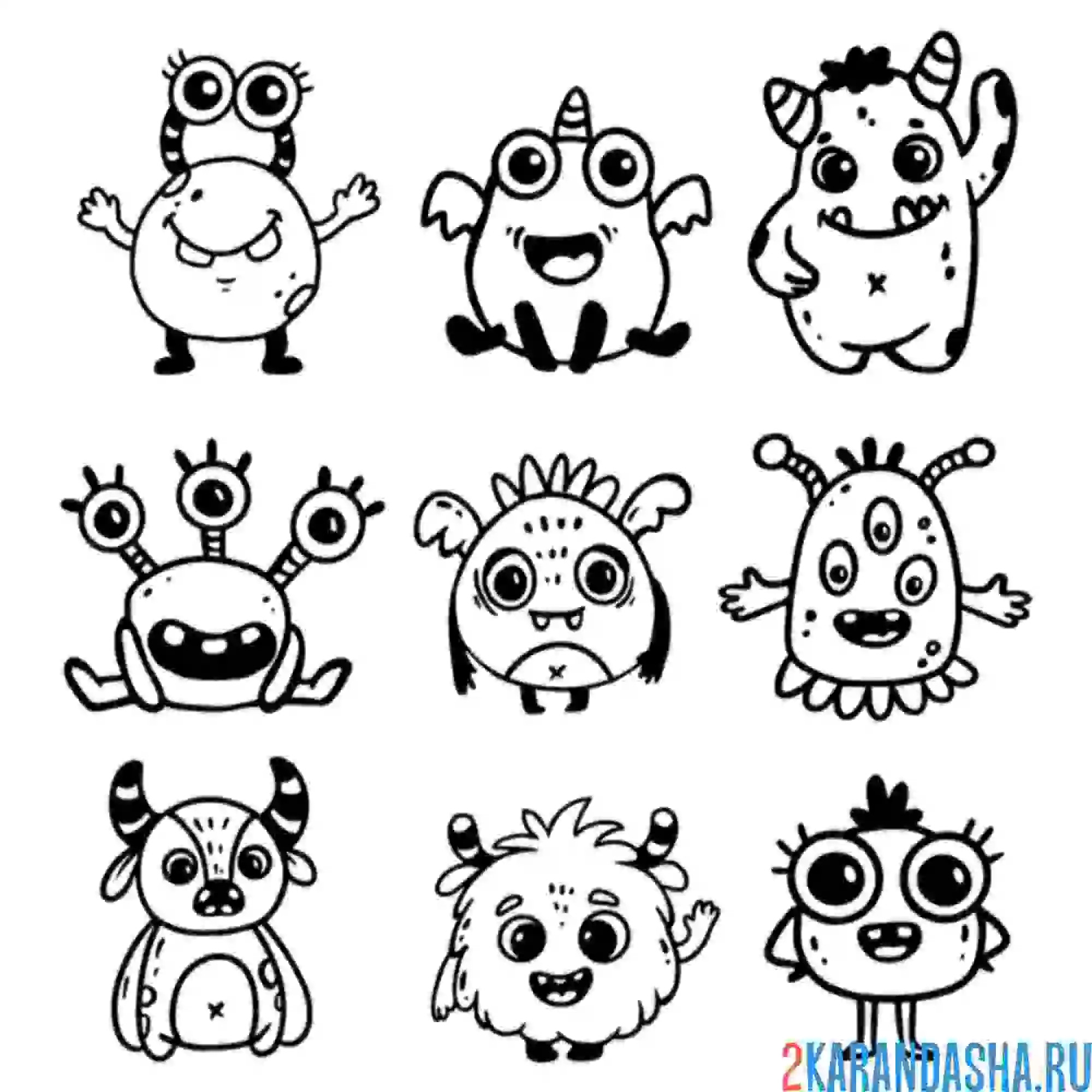 Раскраска коллекция монстров