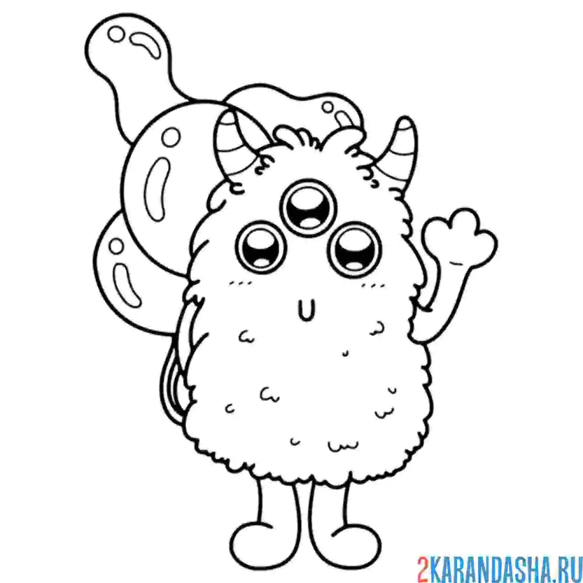 Раскраска монстр с шариками