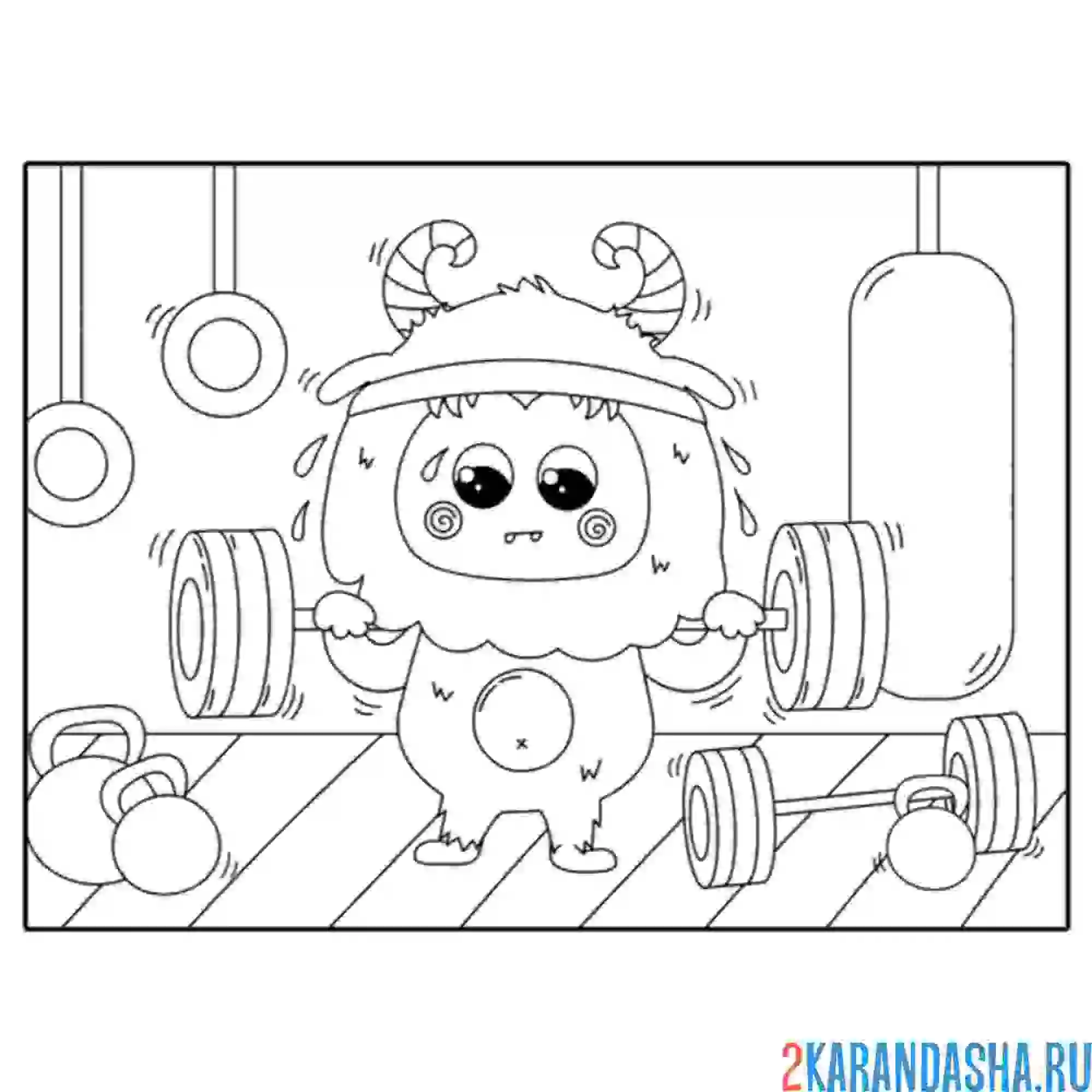 Раскраска монстр в качалке