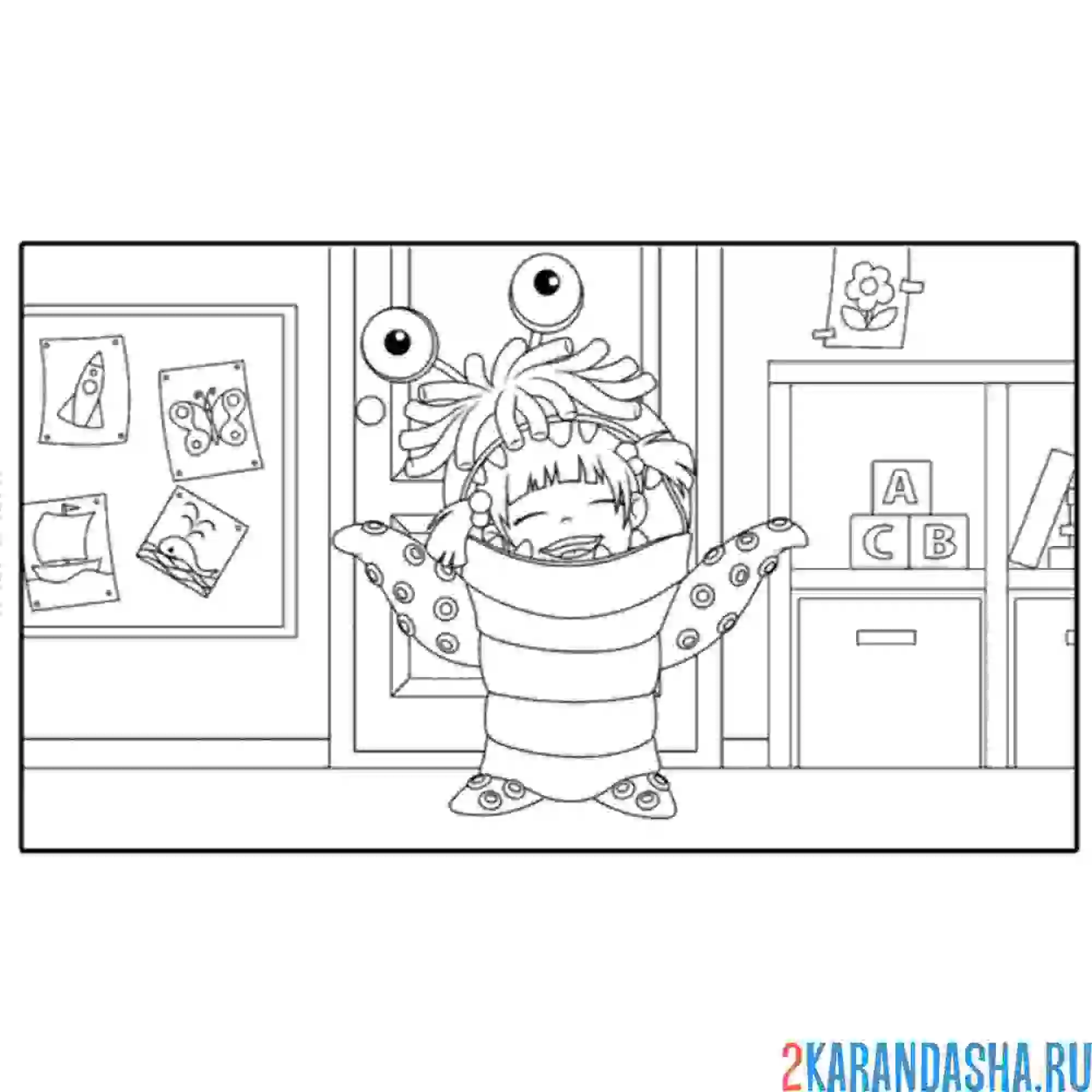 Раскраска девочка-монстр