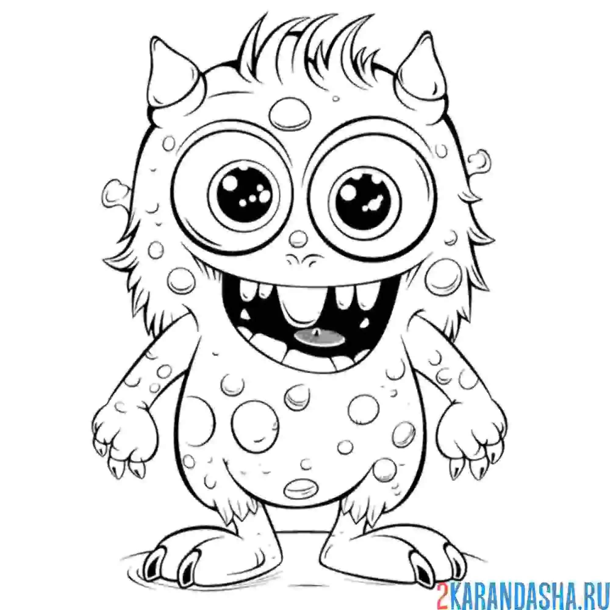 Раскраска монстр улыбается