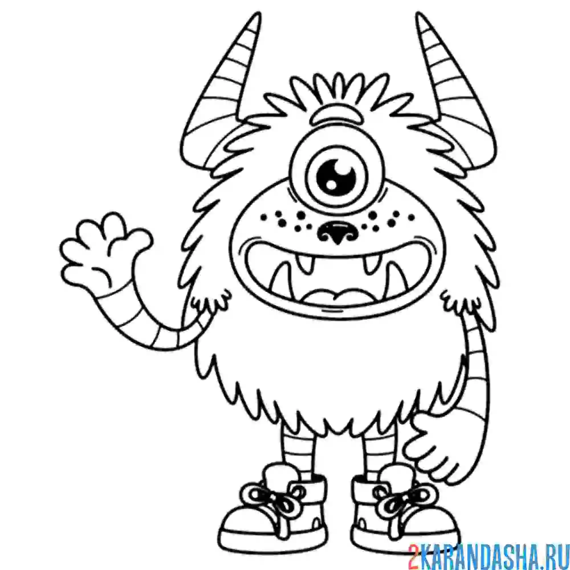 Раскраска одноглазый мохнатый монстр