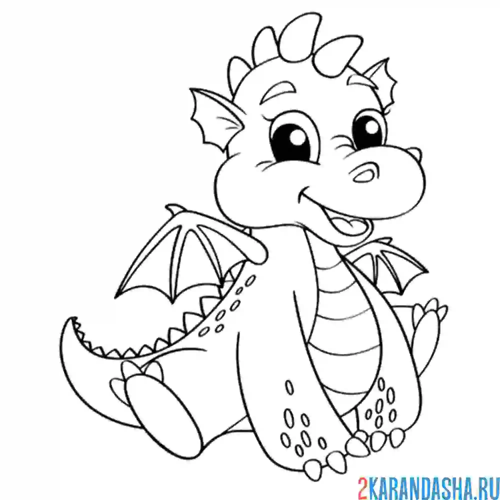 Раскраска миленький дракоша