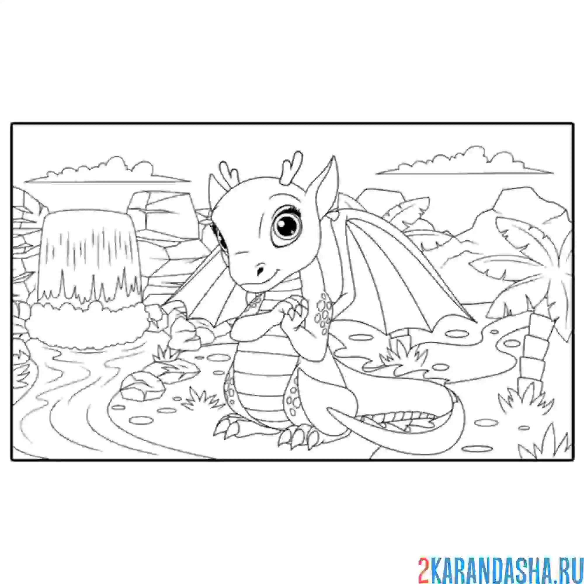 Раскраска даркон с крыльями сидит