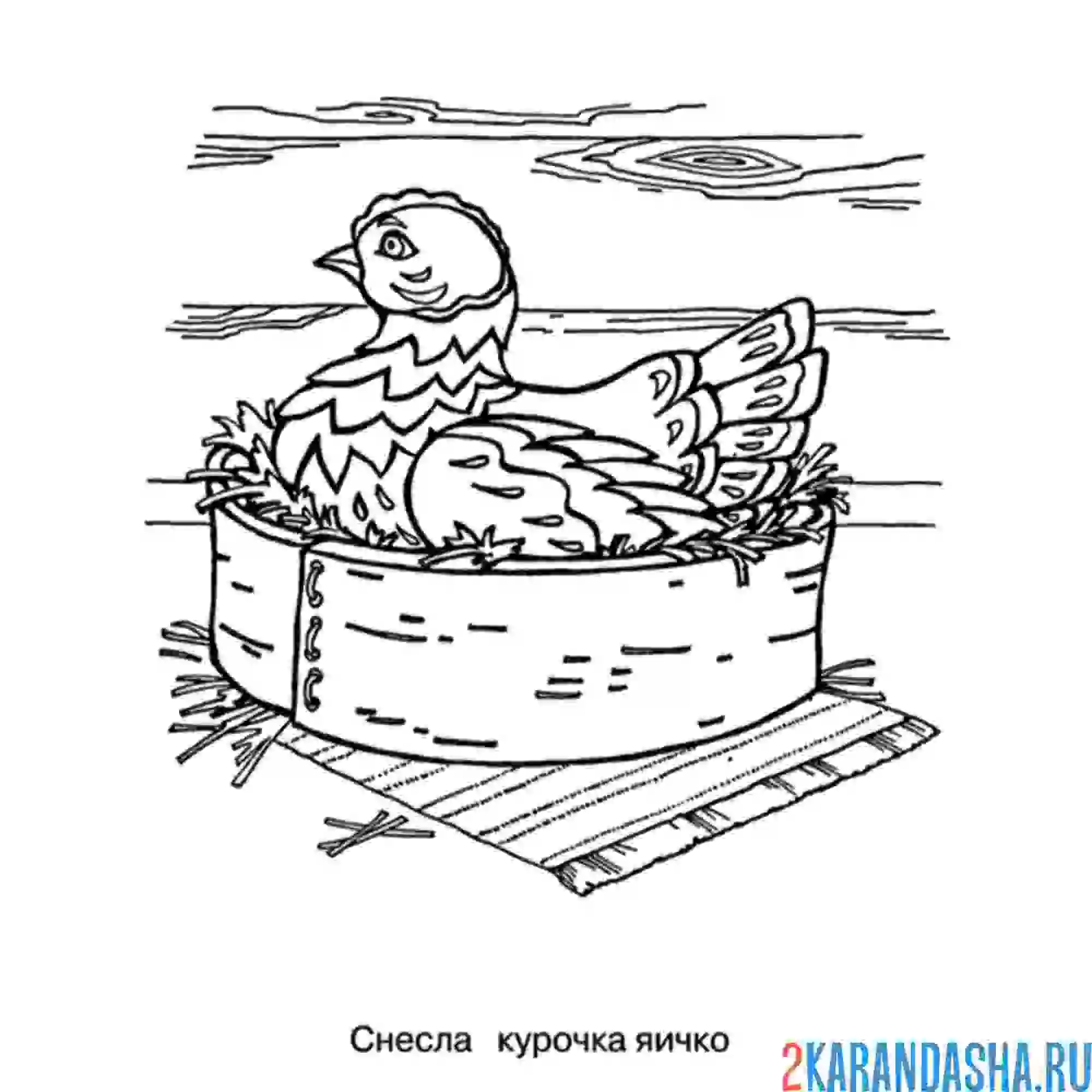 Раскраска курочка ряба сидит