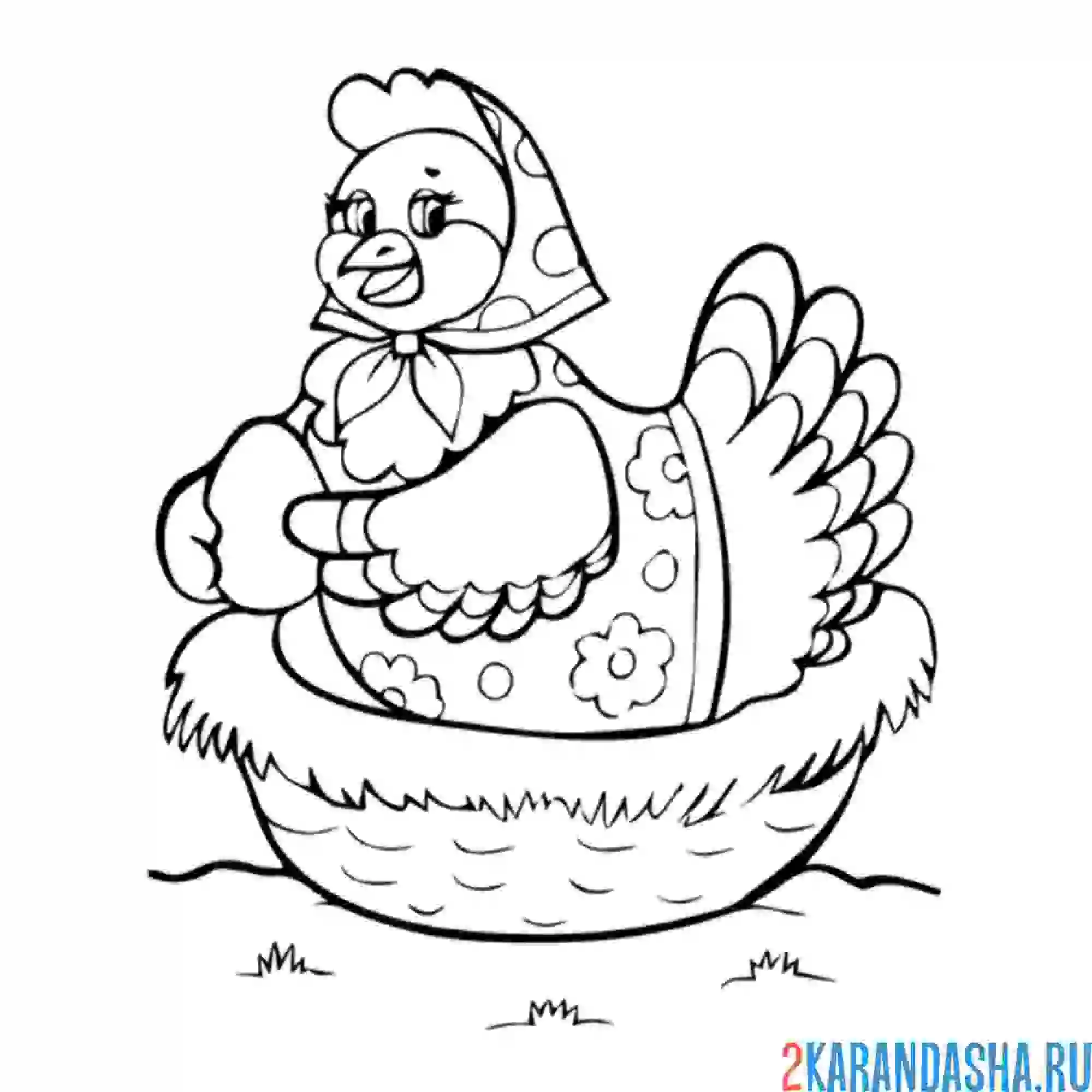 Раскраска курочка ряба снясла яичко