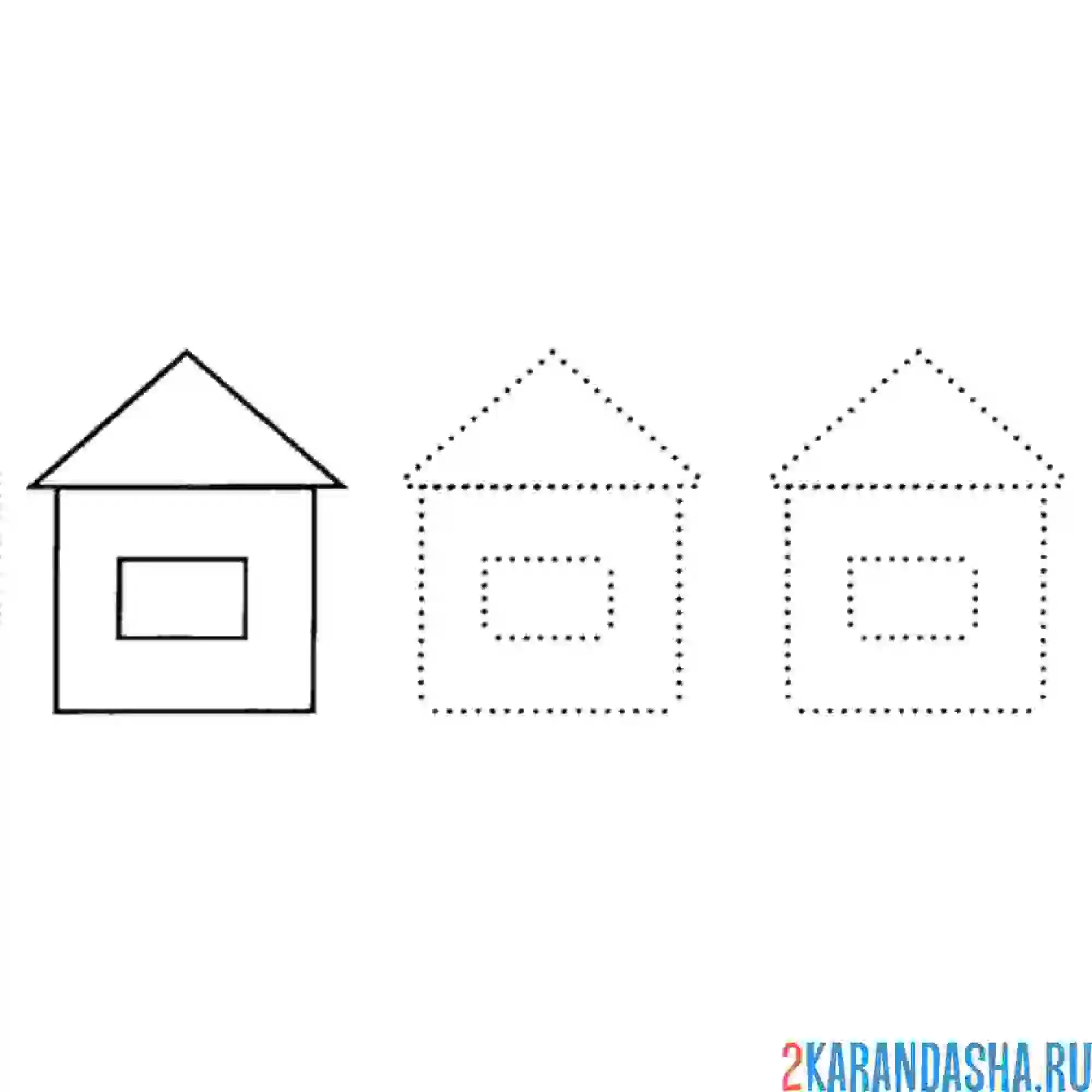 Раскраска домик из геометрических фигур
